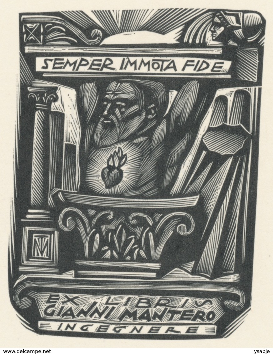 Ex Libris Gianni Mantero - Tranquillo Marangoni (1912-1992) (gestempeld Op Rug) - Ex-libris