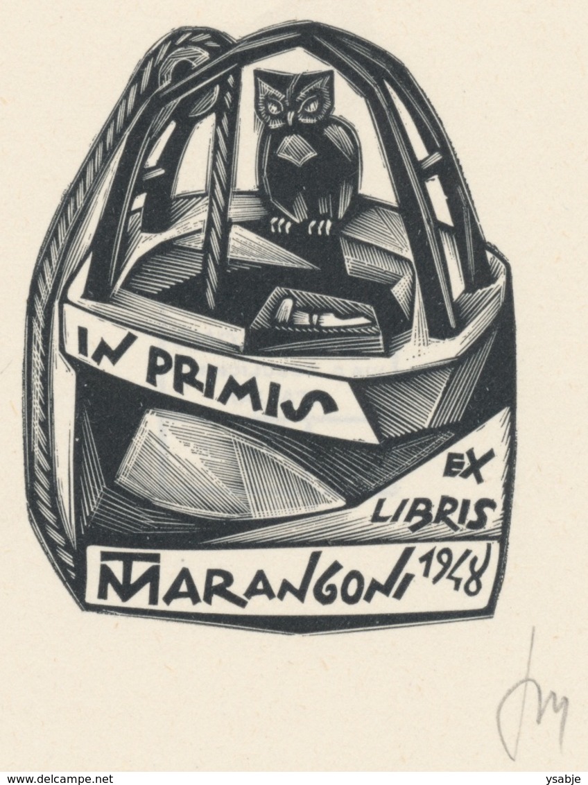 Ex Libris Marangoni (In Primis) - Tranquillo Marangoni (1912-1992) Monogram - Ex-libris