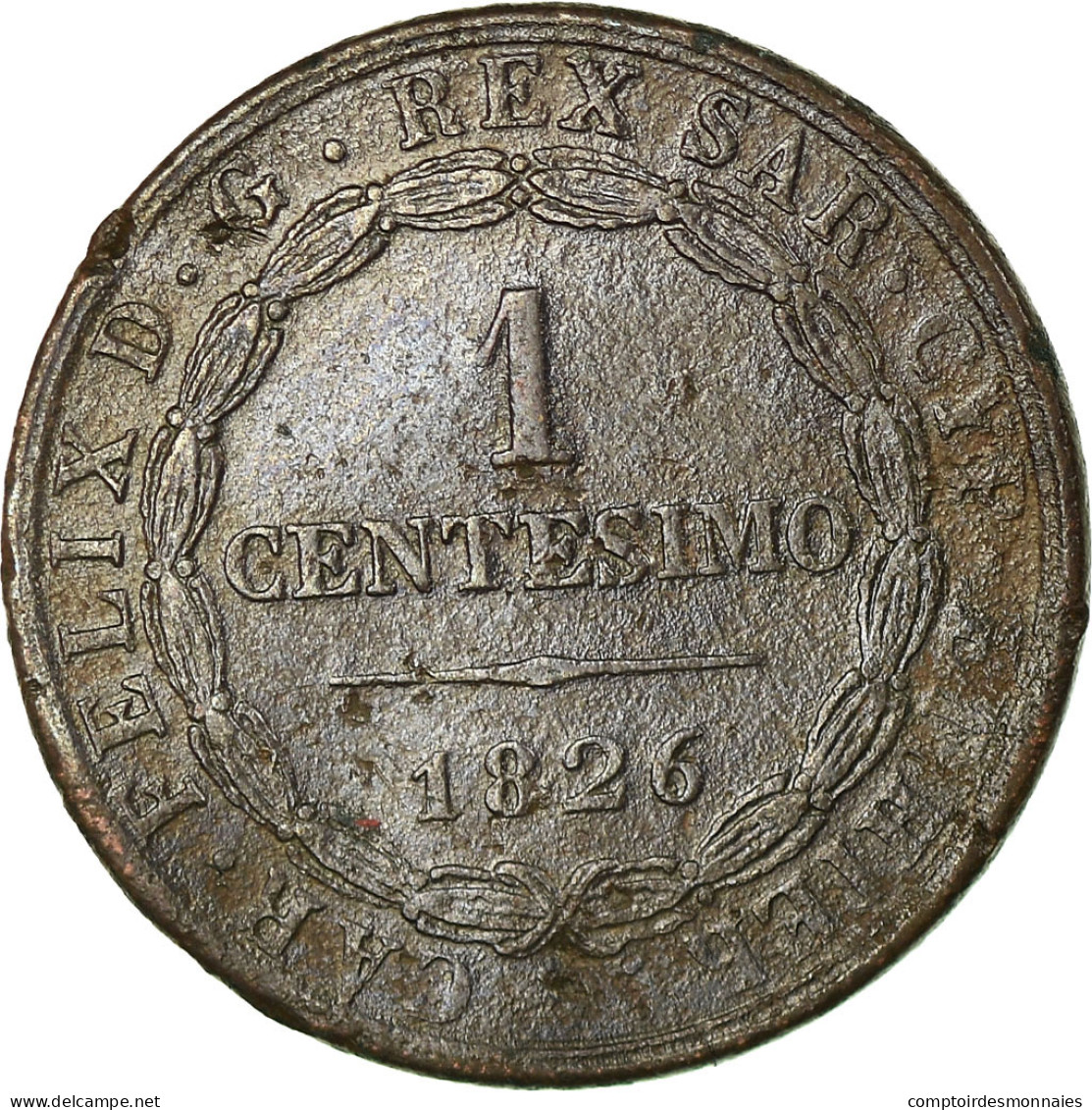 Monnaie, États Italiens, SARDINIA, Carlo Felice, Centesimo, 1826, Genoa, TTB - Italian Piedmont-Sardinia-Savoie