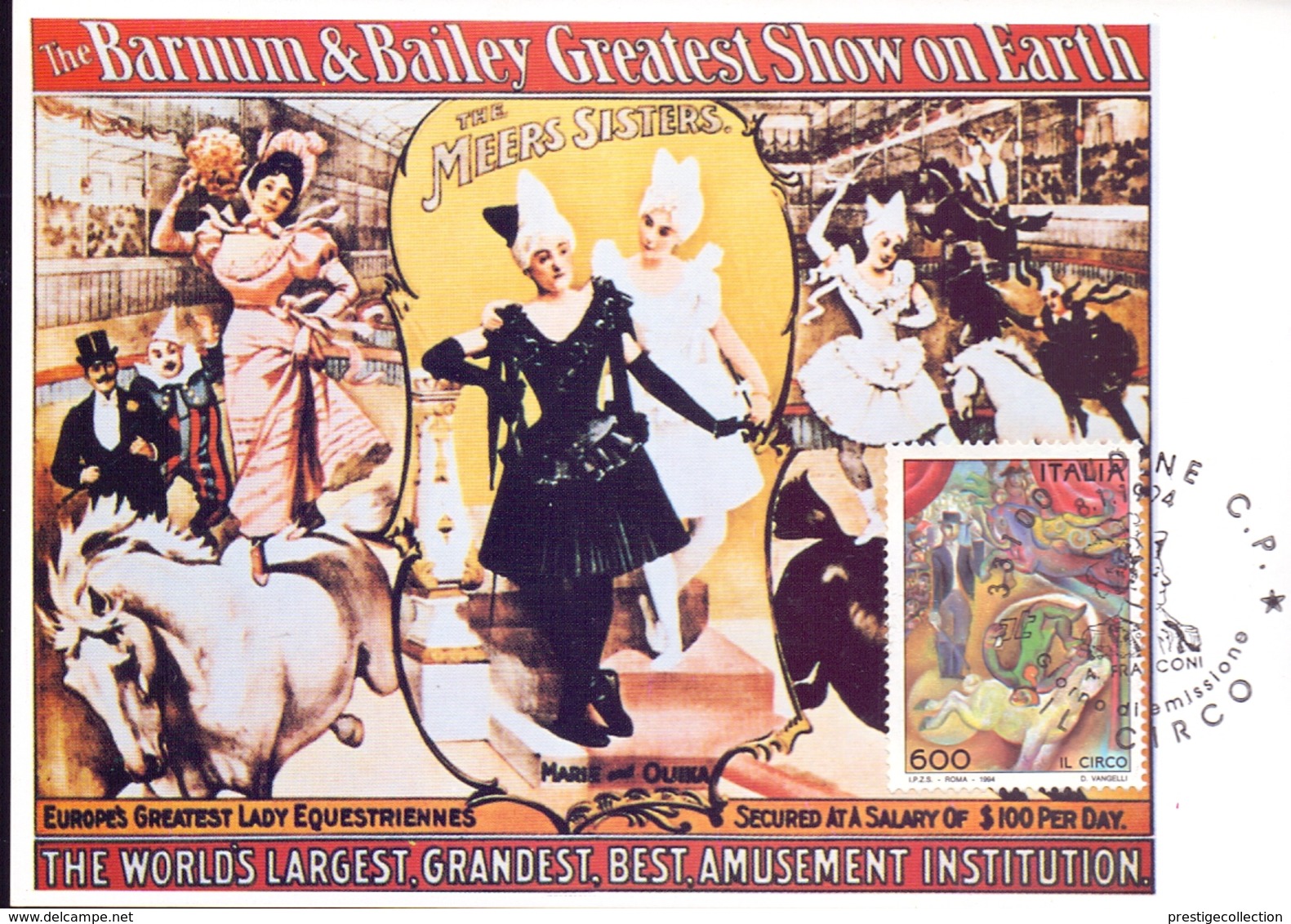 CIRCO MEERS SISTERS THE BARNUM E BSILEY  UDINE   FDC  1994 MAXIMUM POST CARD (GENN200075) - Costumi