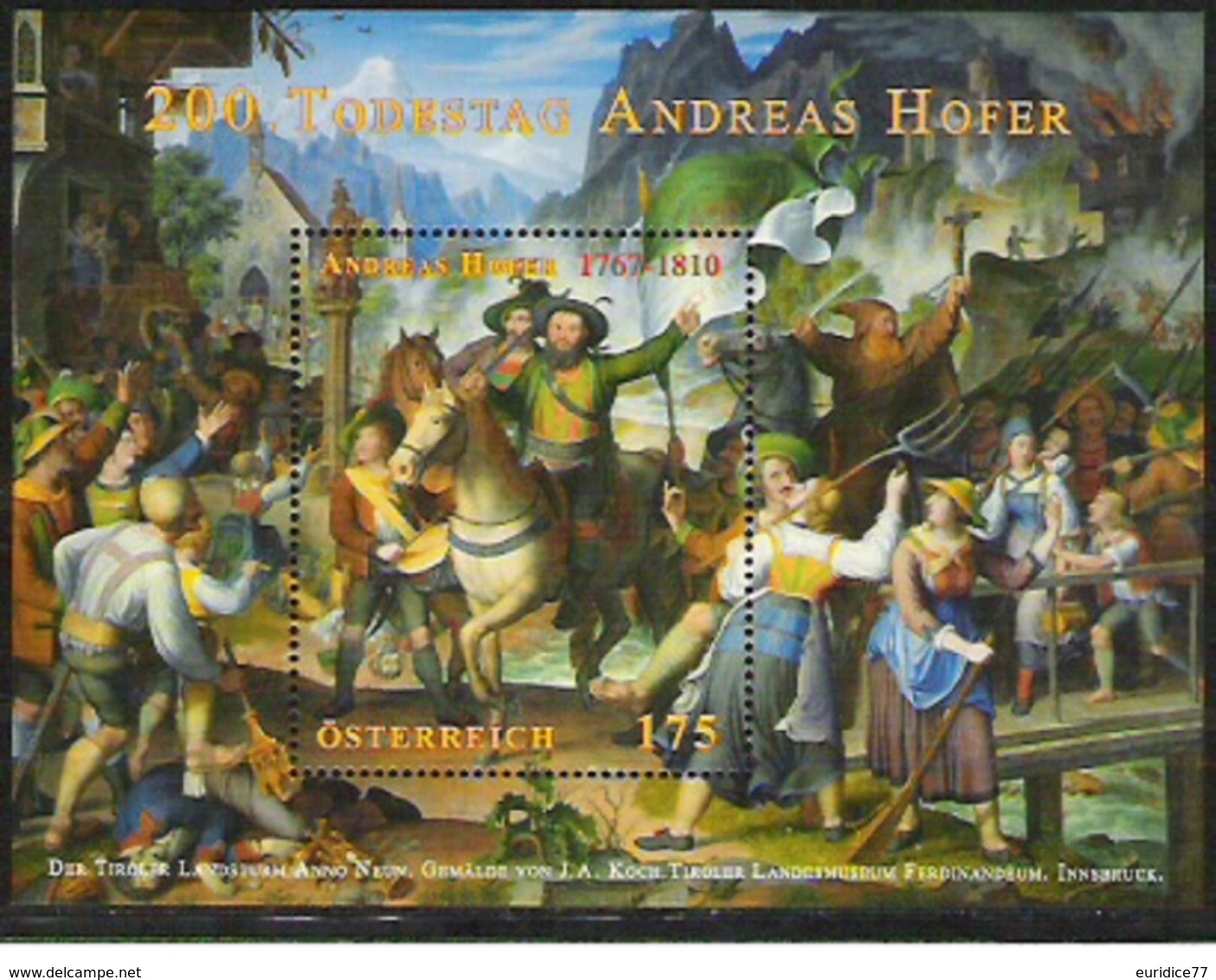Austria 2010 - Andreas Hofer Miniature Sheet Mnh - Cinema
