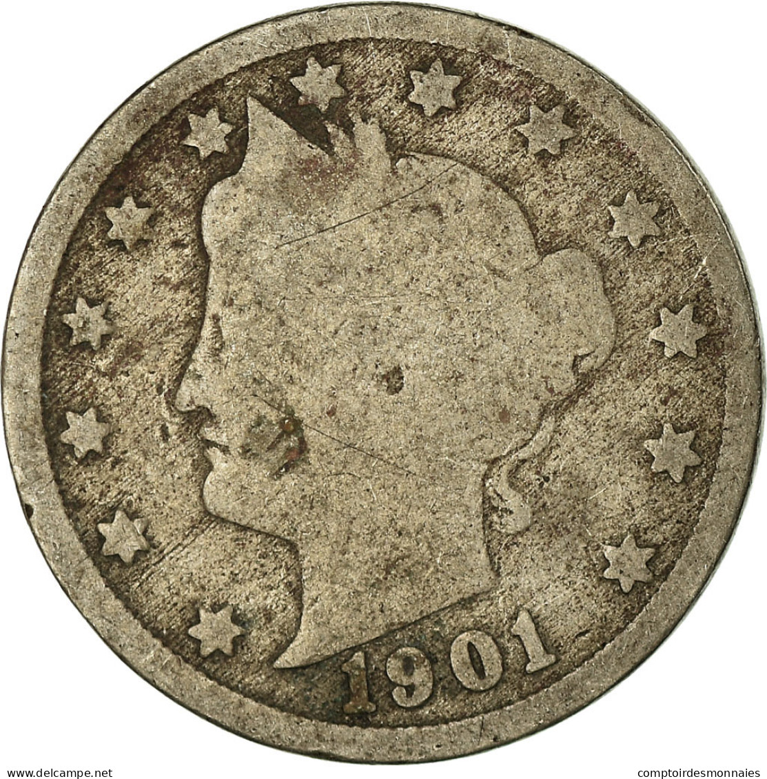 Monnaie, États-Unis, Liberty Nickel, 5 Cents, 1901, U.S. Mint, Philadelphie - 1883-1913: Liberty