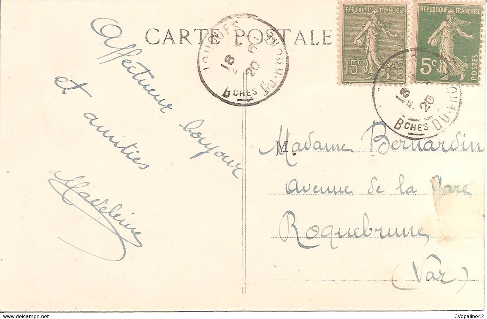 JOUQUES (13) Place De La Fontette Et La Mairie En 1920 - Autres & Non Classés