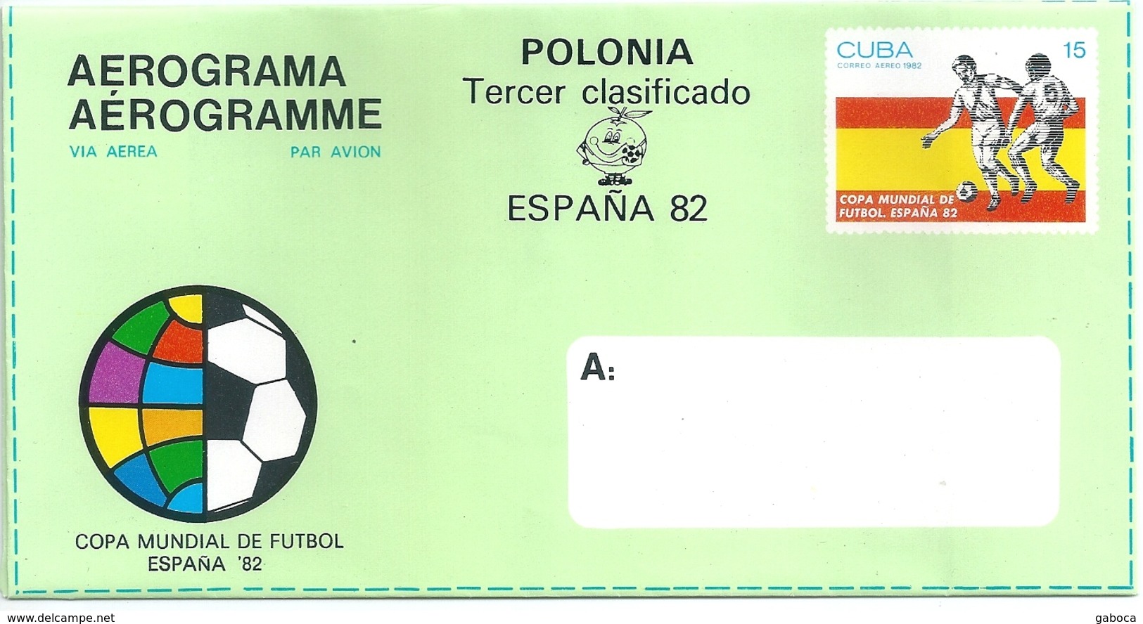 B6889 Cuba Sport Football World Cup Spain 1982 Aerogram Overprint Unused - 1982 – Spain