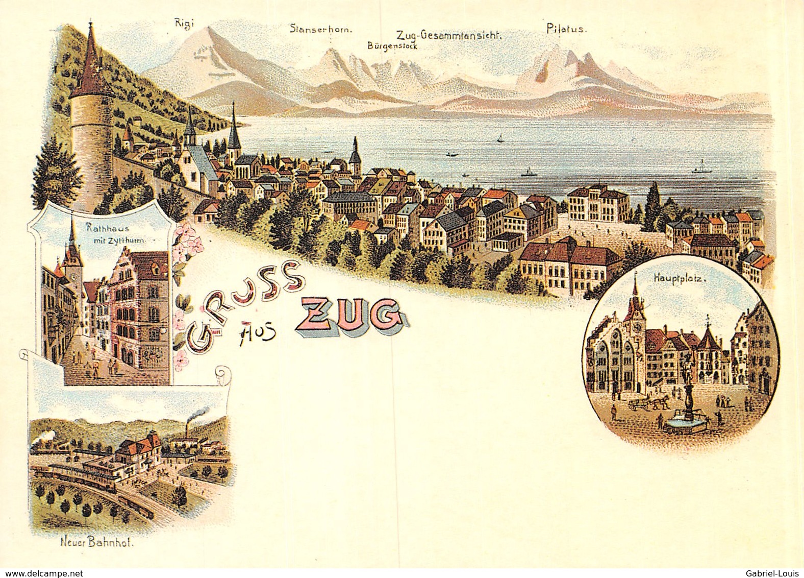 Reproduction: Litho Gruss Aus Zug (15 X 10 Cm ) - Zug