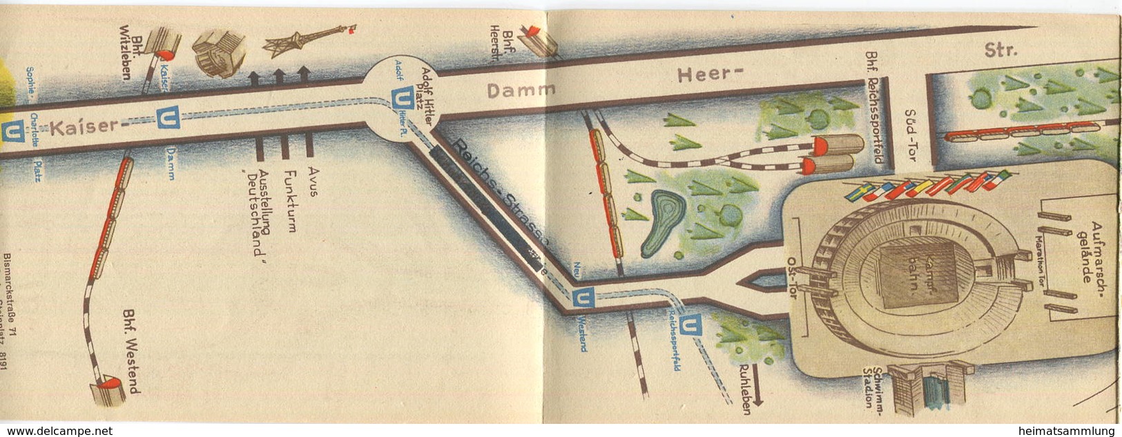 Berlin Olympia 1936 - Plan Der Via Triumphalis 10cm X 117cm Von Unter Den Linden Bis Heerstraße Dietrich Eckart Freilich - Dépliants Touristiques