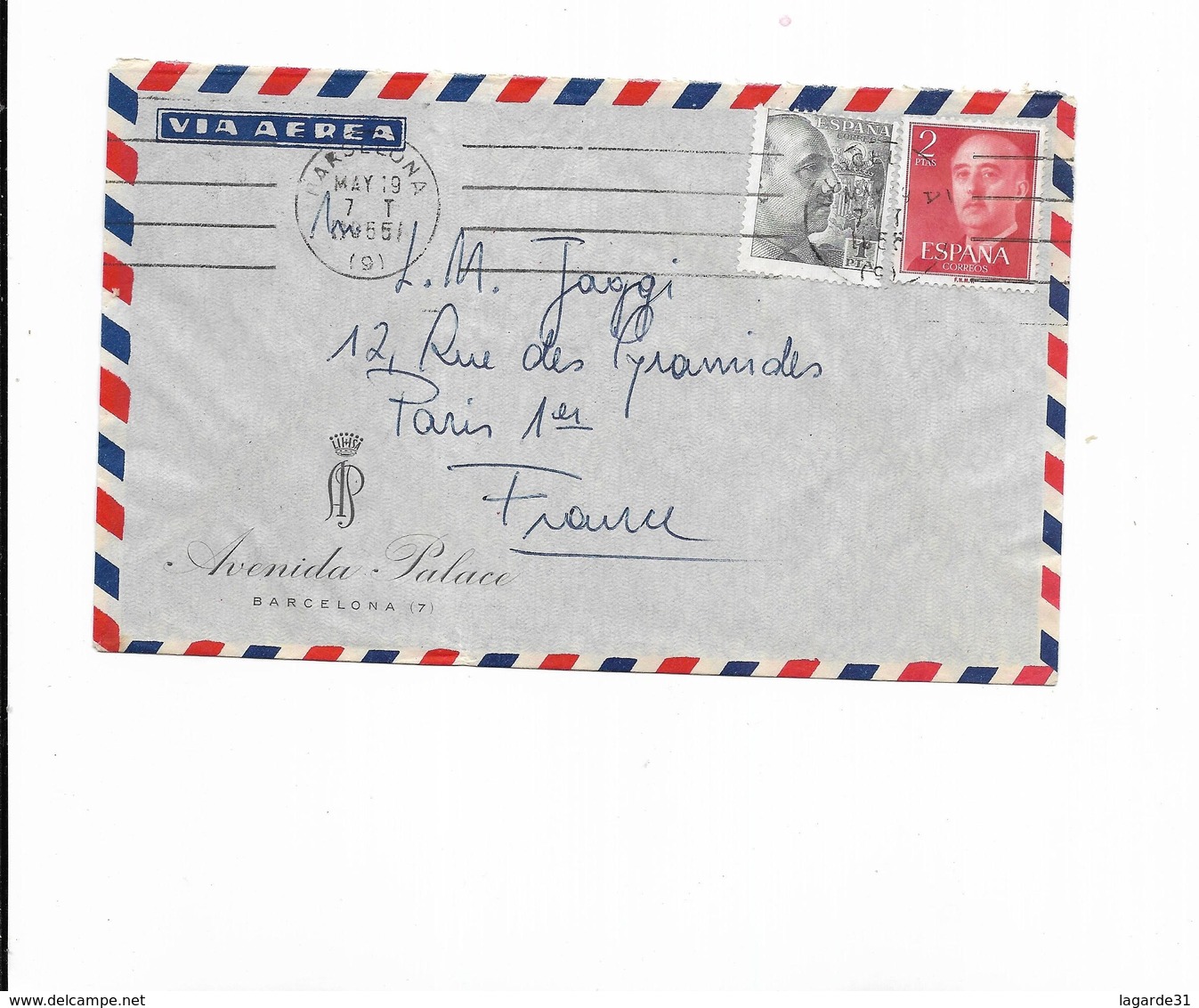 1955 Espagne Via Aera AVENIDA PALACE Barcelona - Franking Machines (EMA)