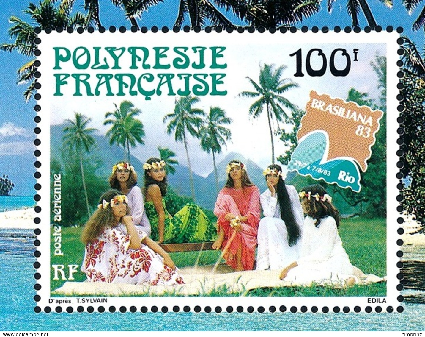 POLYNESIE 1983 - Yv. BF 7 (PA 176) **   Faciale= 0,84 EUR - Expo Phil. Brasiliana'83  ..Réf.POL25023 - Blokken & Velletjes