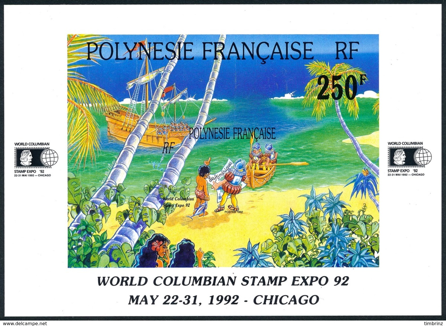 POLYNESIE 1992 - Yv. BF 20 ** SUP  Faciale= 2,10 EUR - Expo Phil. Intern. World Columbian Stamp Expo'92  ..Réf.POL23339 - Blokken & Velletjes