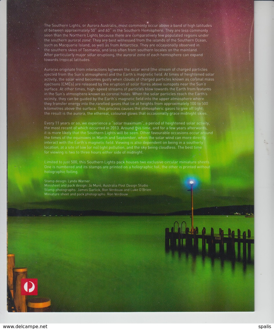 Australia 2014 Southern Lights[ Aurora Australis} Perf+imperf Limited Edition - Presentation Packs