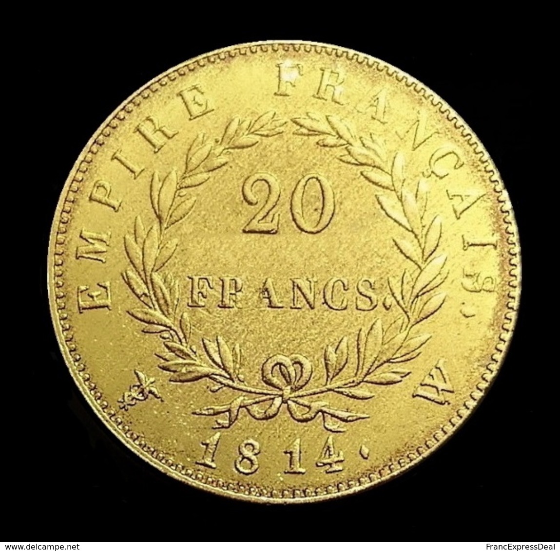 COPIE - 1 Pièce Plaquée OR ( GOLD Plated Coin ) - France - 20 Francs Napoléon Tête Laurée 1814 W - Andere & Zonder Classificatie