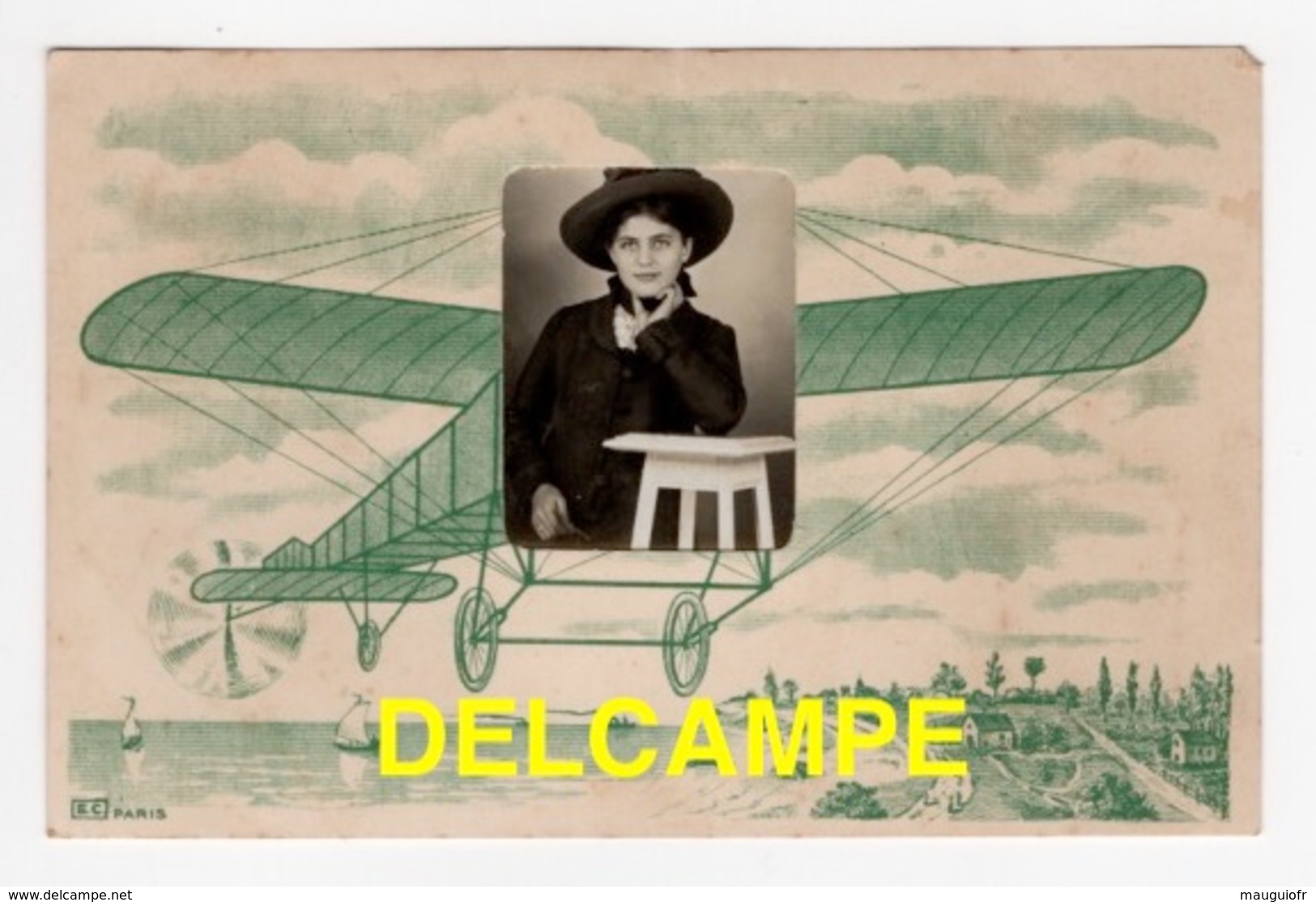 DD / PHOTOGRAPHIE / CARTE PORTE-PHOTO / DESSIN D' UN AÉROPLANE ET PHOTO INCLUSE / 1911 - Photographie