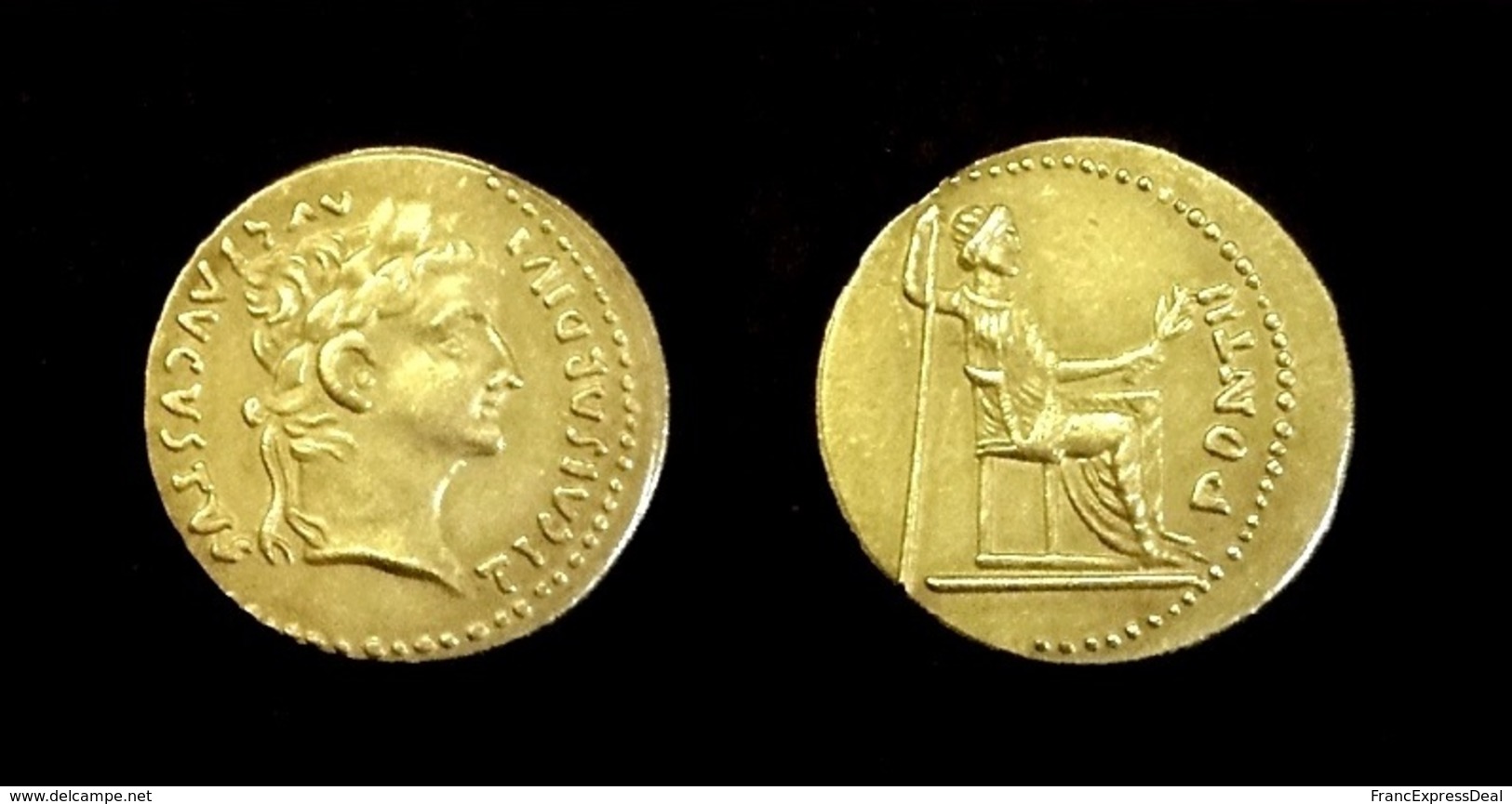 COPIE - Pièce Plaquée OR ( GOLD Plated Coin ) - Rome - Aureus Tibère 14 - 37 AD - Les Julio-Claudiens (-27 à 69)