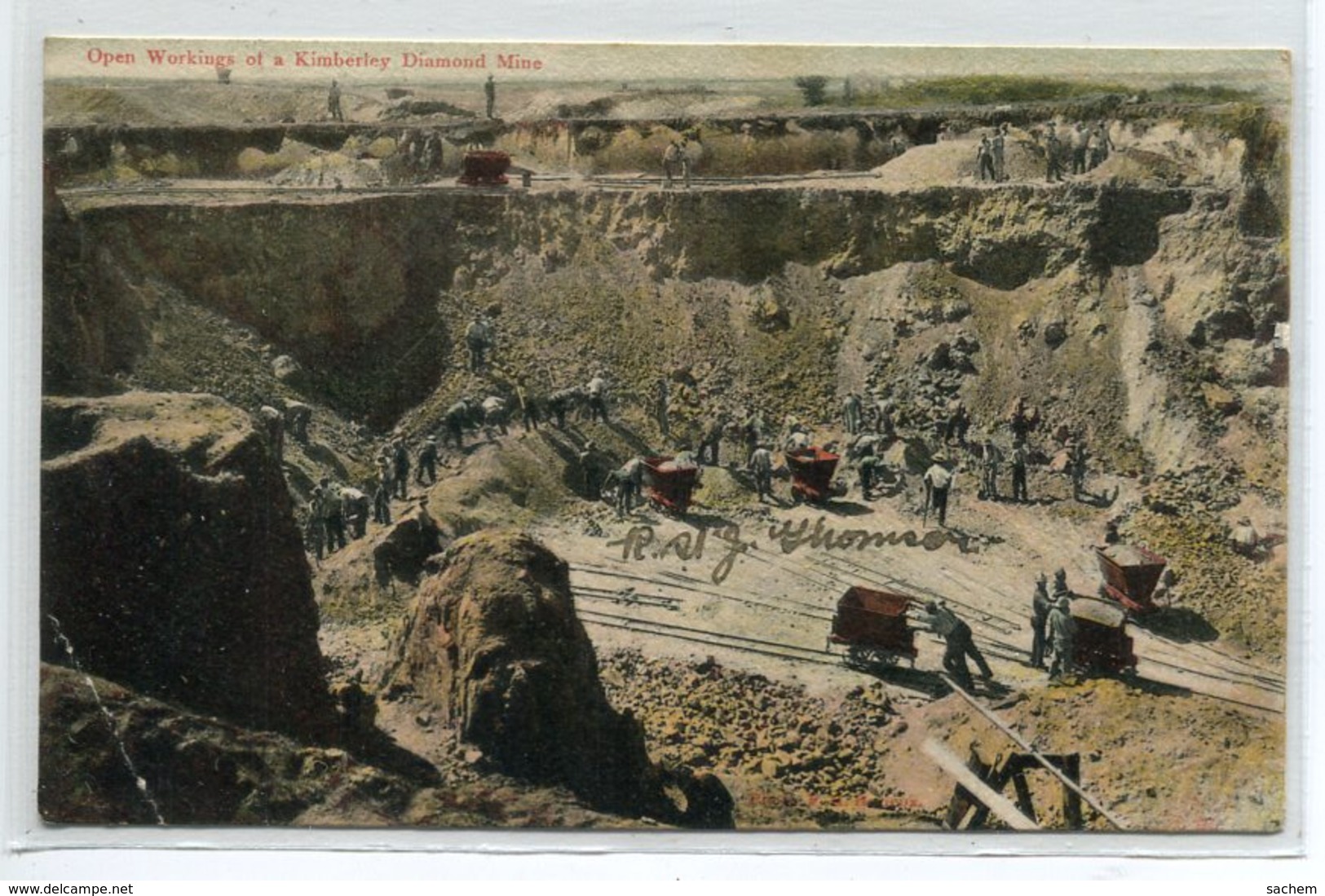 AFRIQUE Du SUD KIMBERLEY  Open Working  Diamonds Mine Ouvriers Travaillant Mine De Diamants    1906 Timbrée   D20  2019 - Sudáfrica