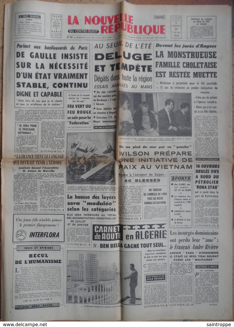 1965.Tempête Sur Essais Des 24 H Du Mans.Monstrueuse Famille De Cholet.Pétrolier "RONA STAR".Poulidor-Anquetil. - 1950 à Nos Jours