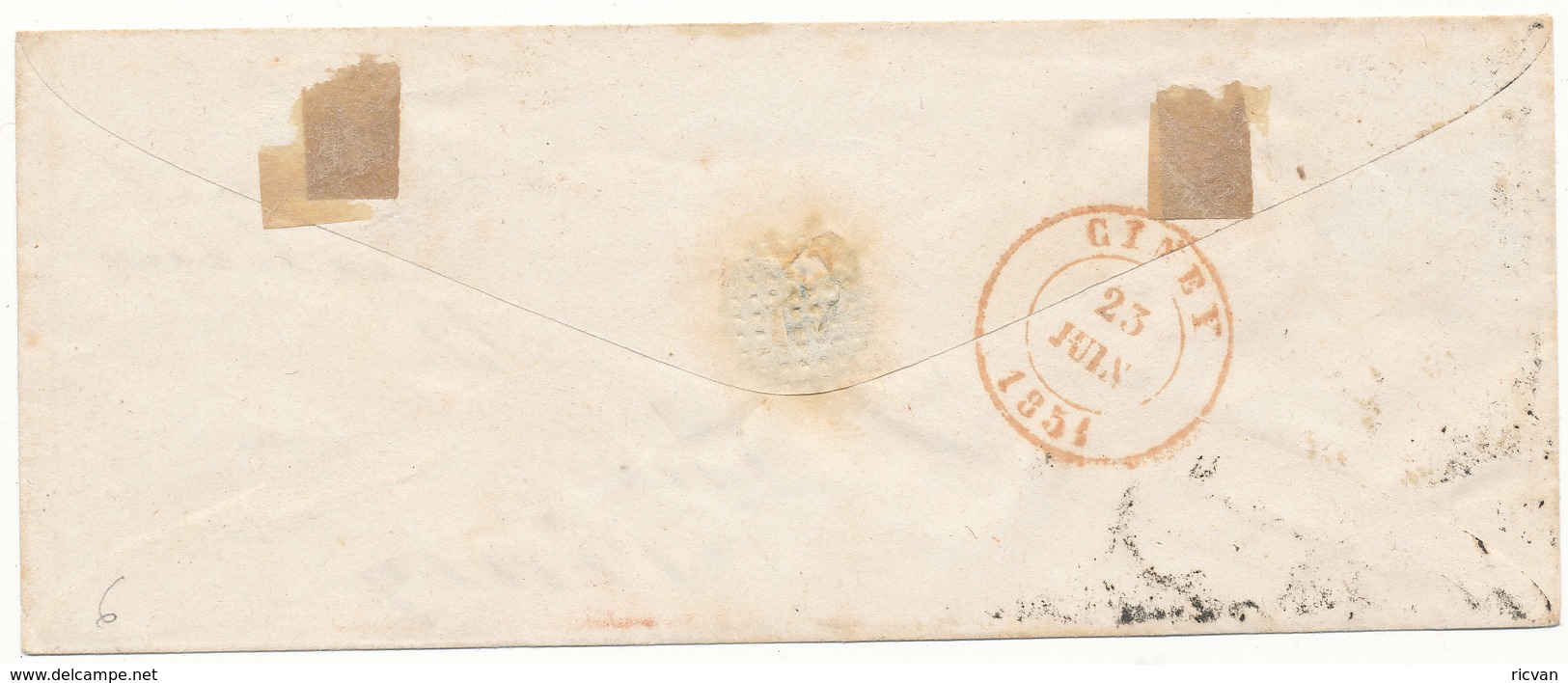 1851 BRIEF MET OCB ?6(GERAND MET GEBUUR) VAN NAMUR NAAR CINEY - AANKOMSTSTEMPEL CINEY ZIE SCAN(S) VL - 1851-1857 Médaillons (6/8)