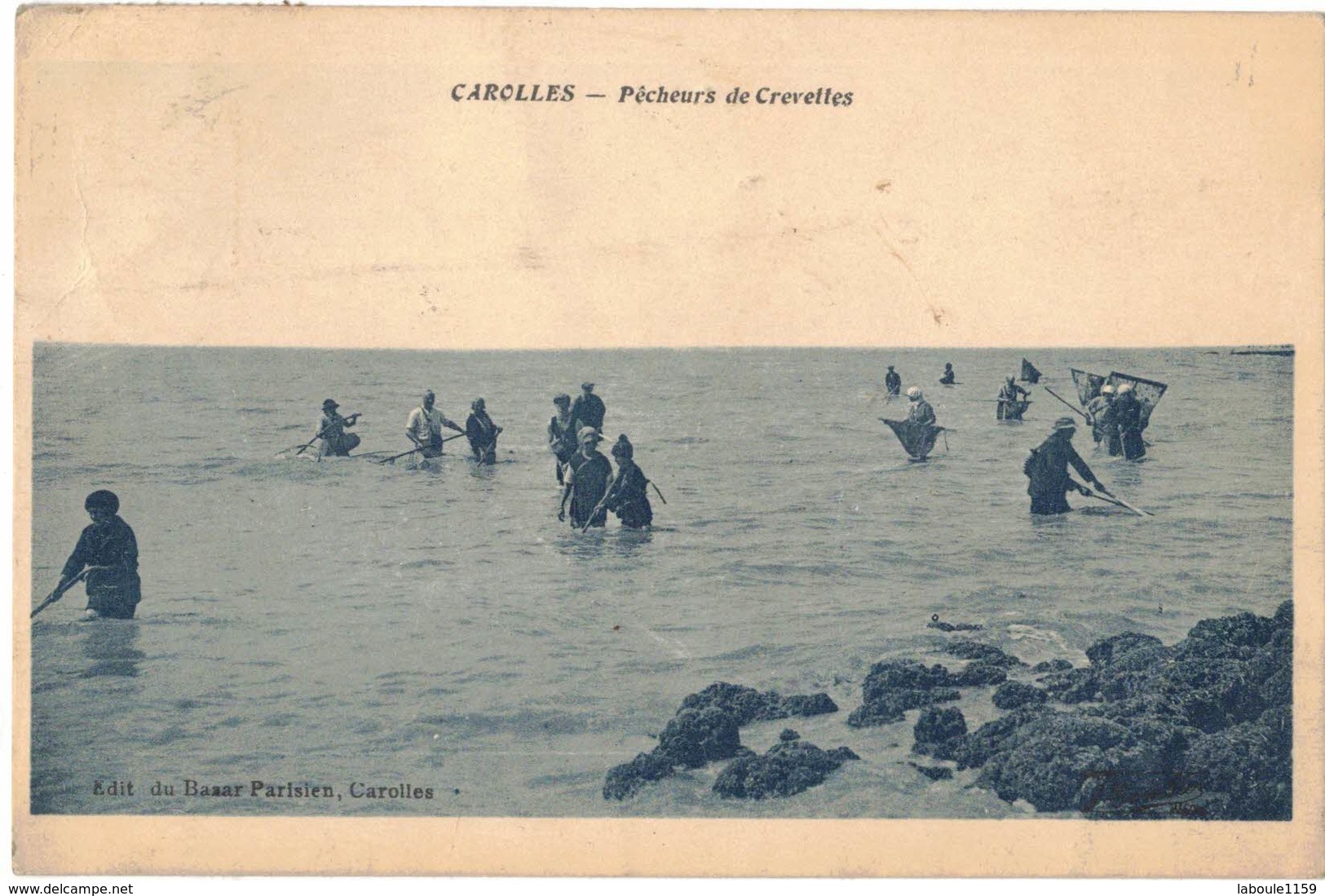 PETITS METIERS D'ANTAN DE LA MER : CAROLLES MANCHE - PÊCHEURS DE CREVETTES - Circulé VIERVILLE SUR MER - Pêche