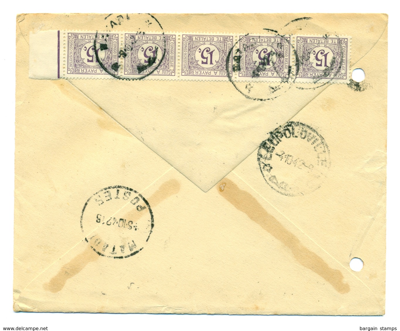 Congo Belge -  COB 225, 240 En Paire Et 10 X TX68 Sur Lettre De Leopoldville Vers Matadi 03 Oct 1942 - Lettres & Documents