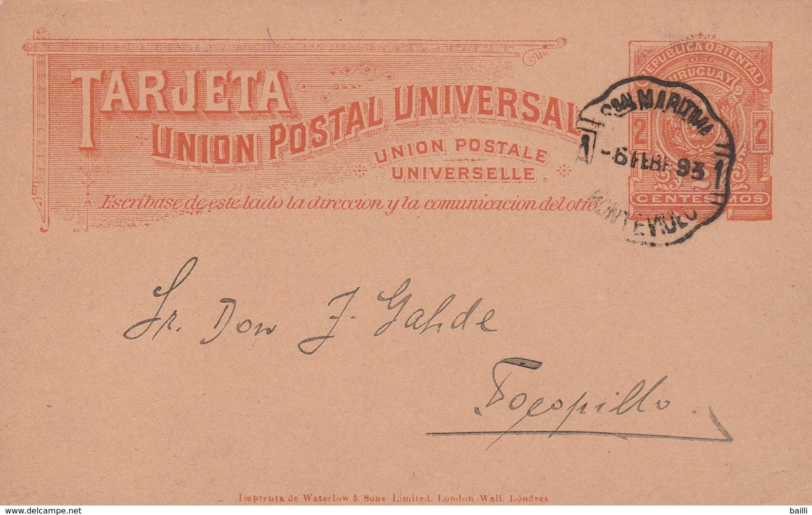 Uruguay Entier Postal 1893 - Uruguay