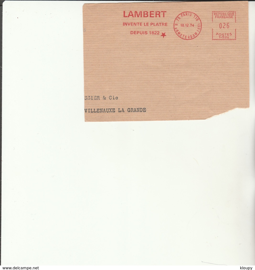 H 4 - Fragment Avec Flamme  Lambert Invente Le Plâtre à PARIS - Mechanische Stempels (varia)