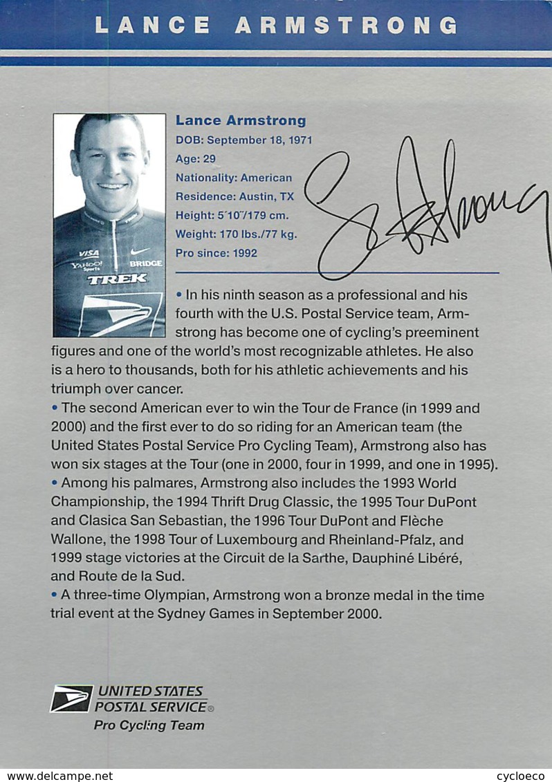 Lance ARMSTRONG . 2 Scans. US Postal - Radsport