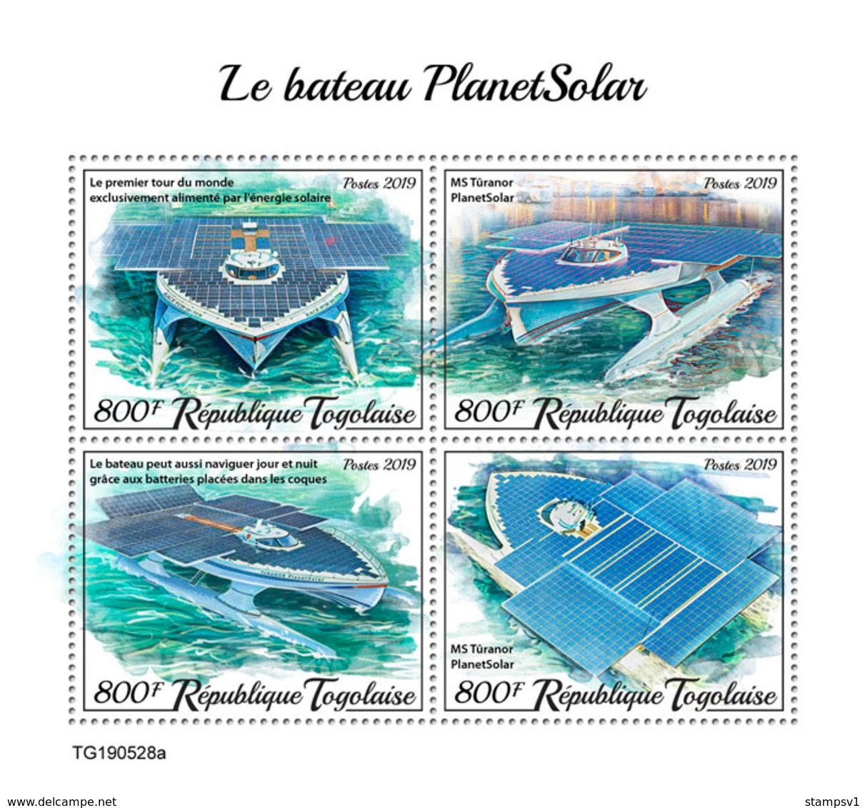 Togo. 2019 PlanetSolar Boat. (0528a)  OFFICIAL ISSUE - Schiffe