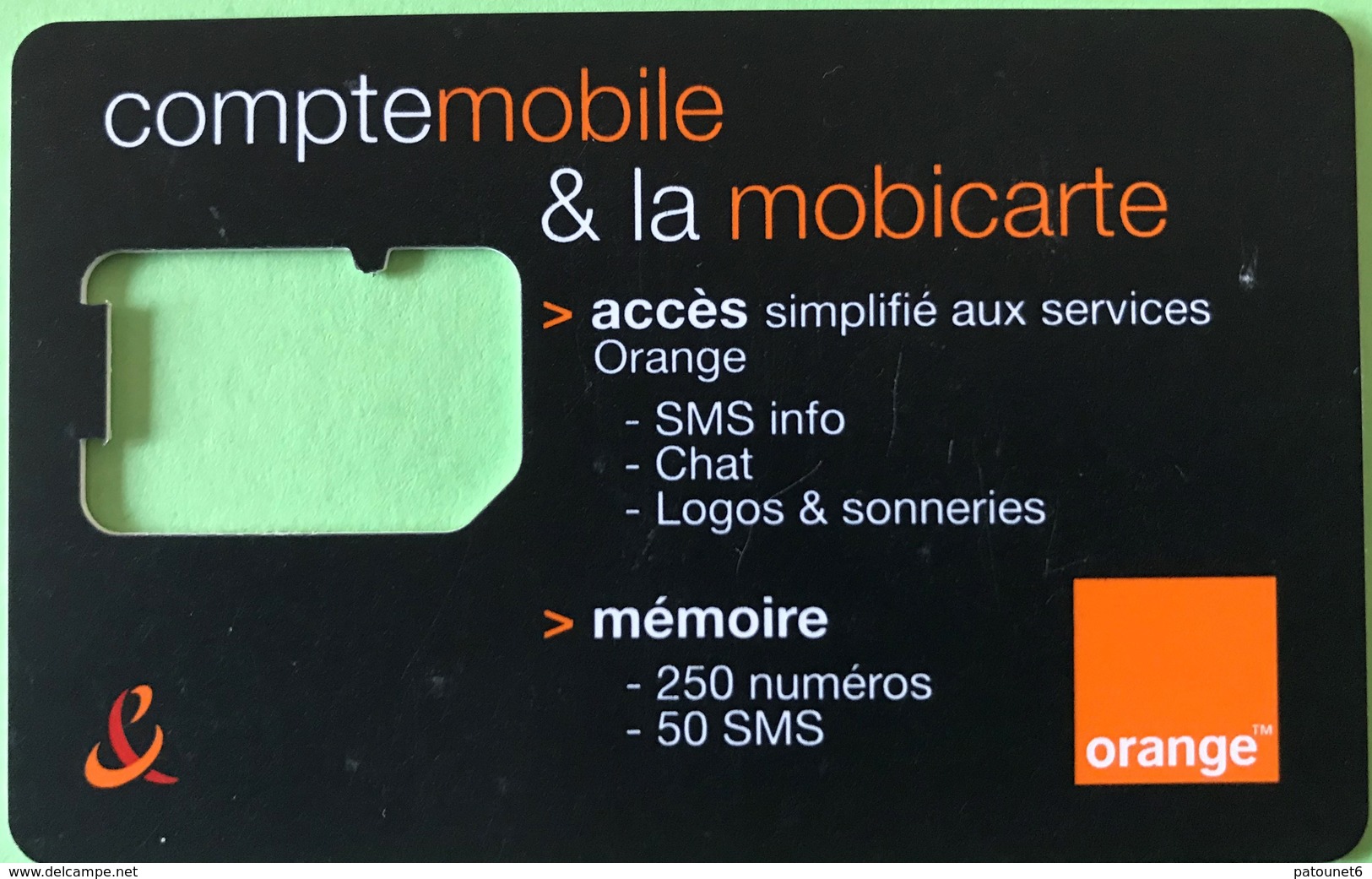 REUNION  -  Carte SIM Orange " Compte Mobile § La Mobicarte  -  Coque Sans Puce - Réunion