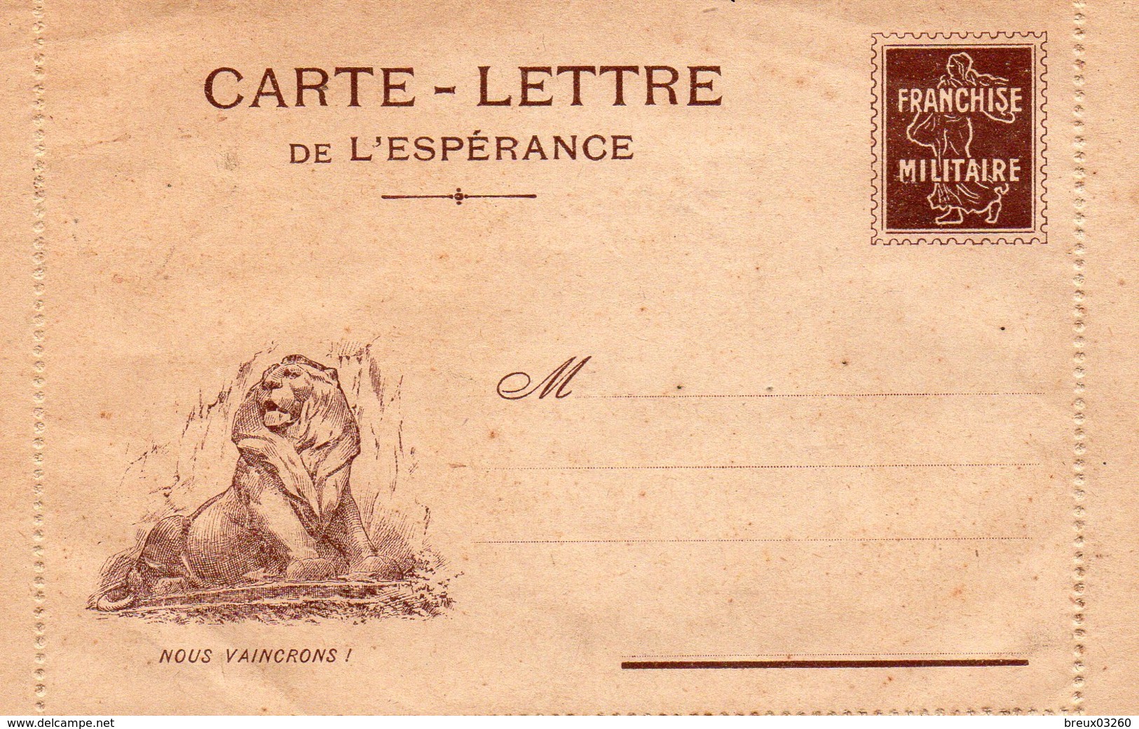 CL De L'Espérance - " Nous Vaicrons  " - ( ES  21)- Simili Timbres-Médaillon Joffre- - Guerre De 1914-18