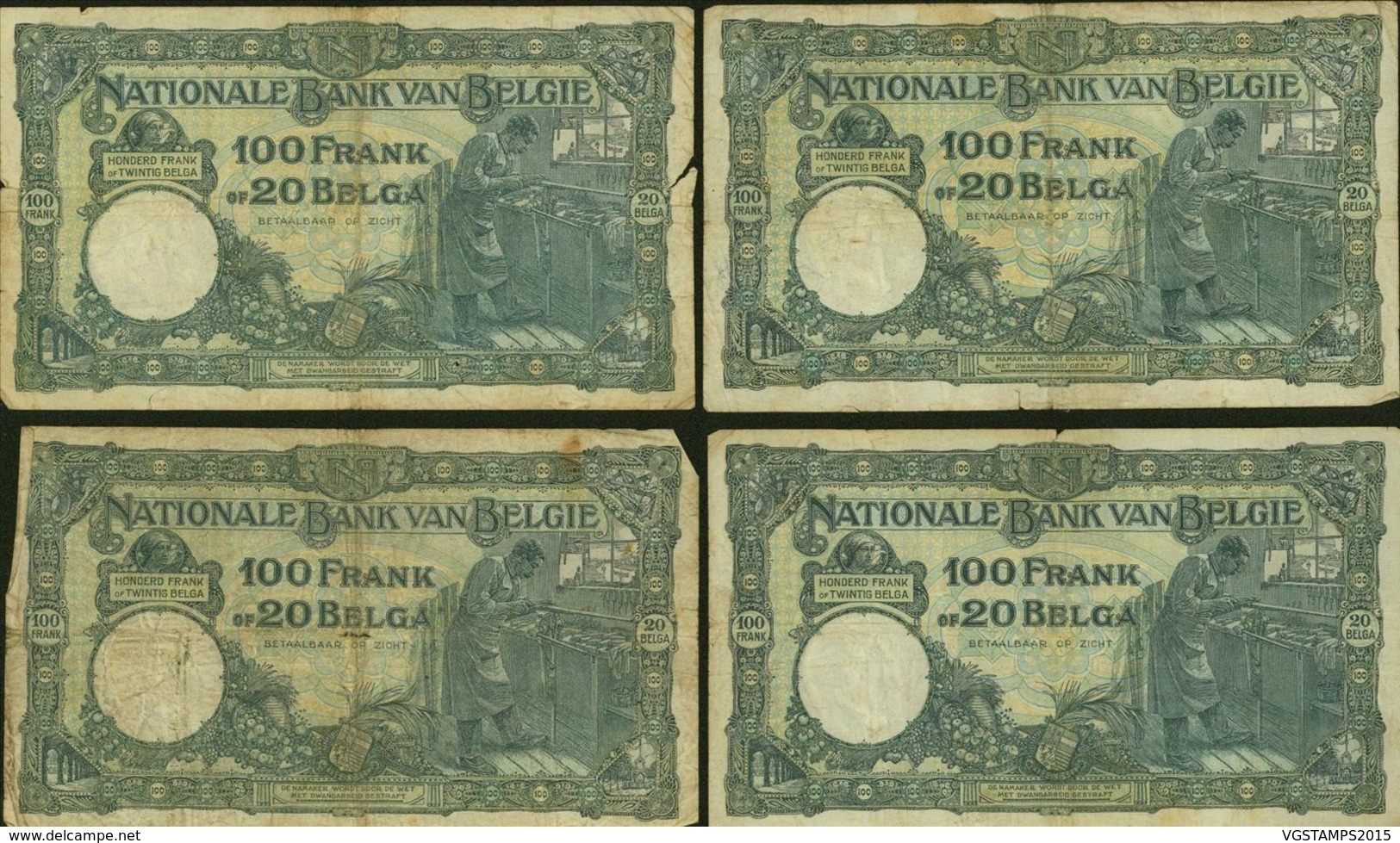 Belgique - Lot de 20 Billets 100Fr  (VG) DC-5484