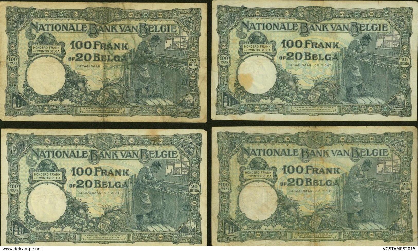 Belgique - Lot de 20 Billets 100Fr  (VG) DC-5484