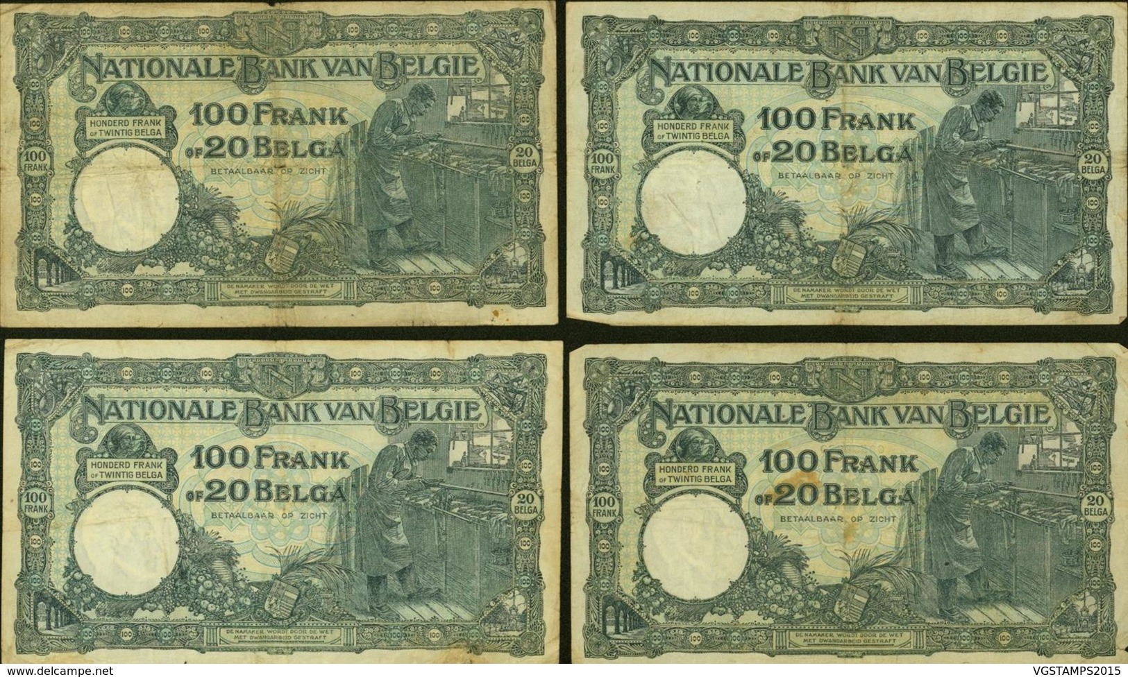 Belgique - Lot de 20 Billets 100Fr  (VG) DC-5484