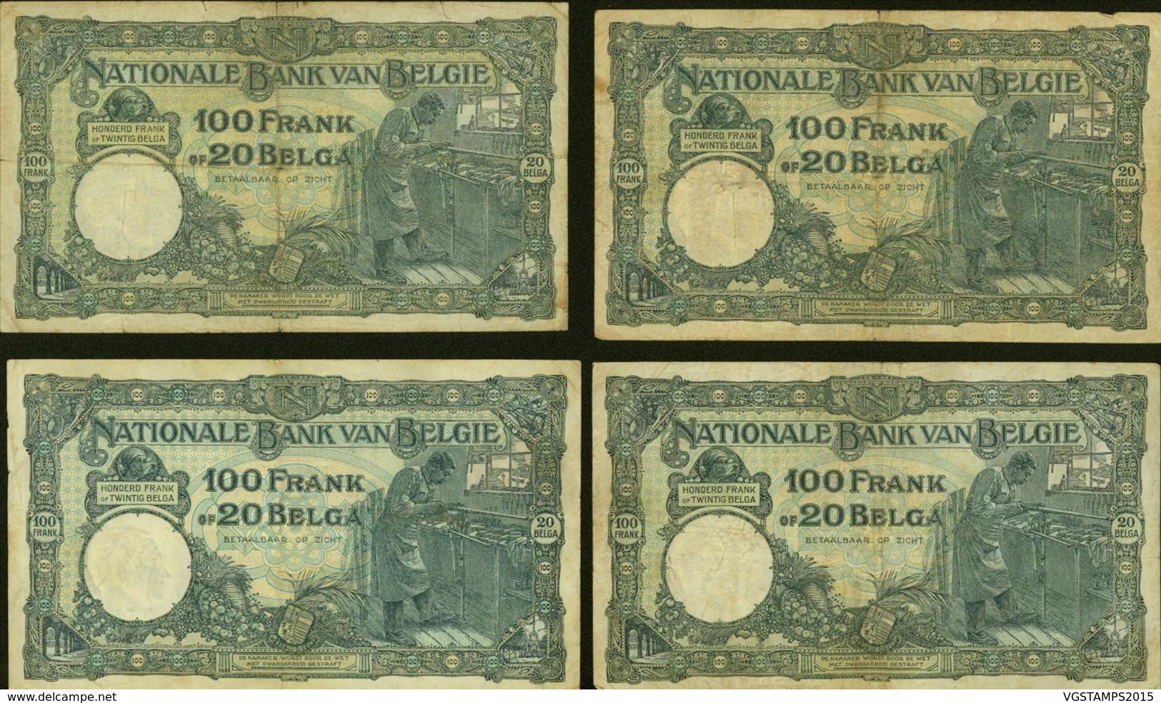 Belgique - Lot de 20 Billets 100Fr  (VG) DC-5484