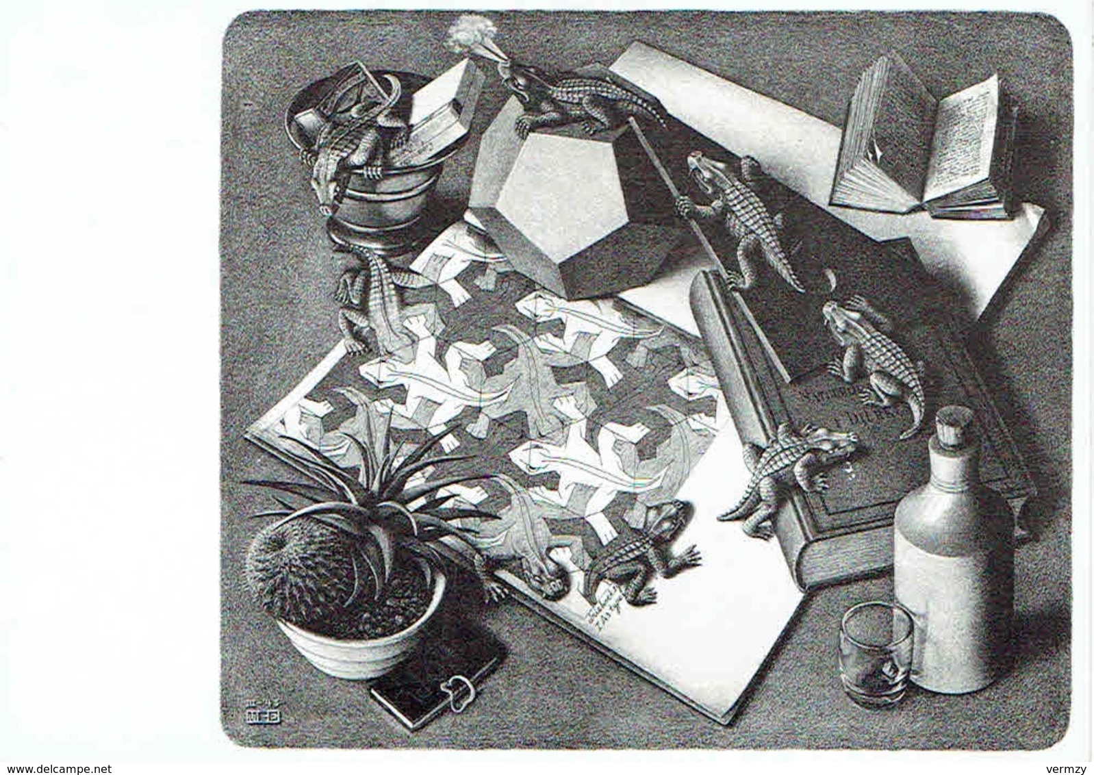 Carte Double Maurits Cornelis ESCHER : Reptiles - 17 X 12 Cm - Peintures & Tableaux