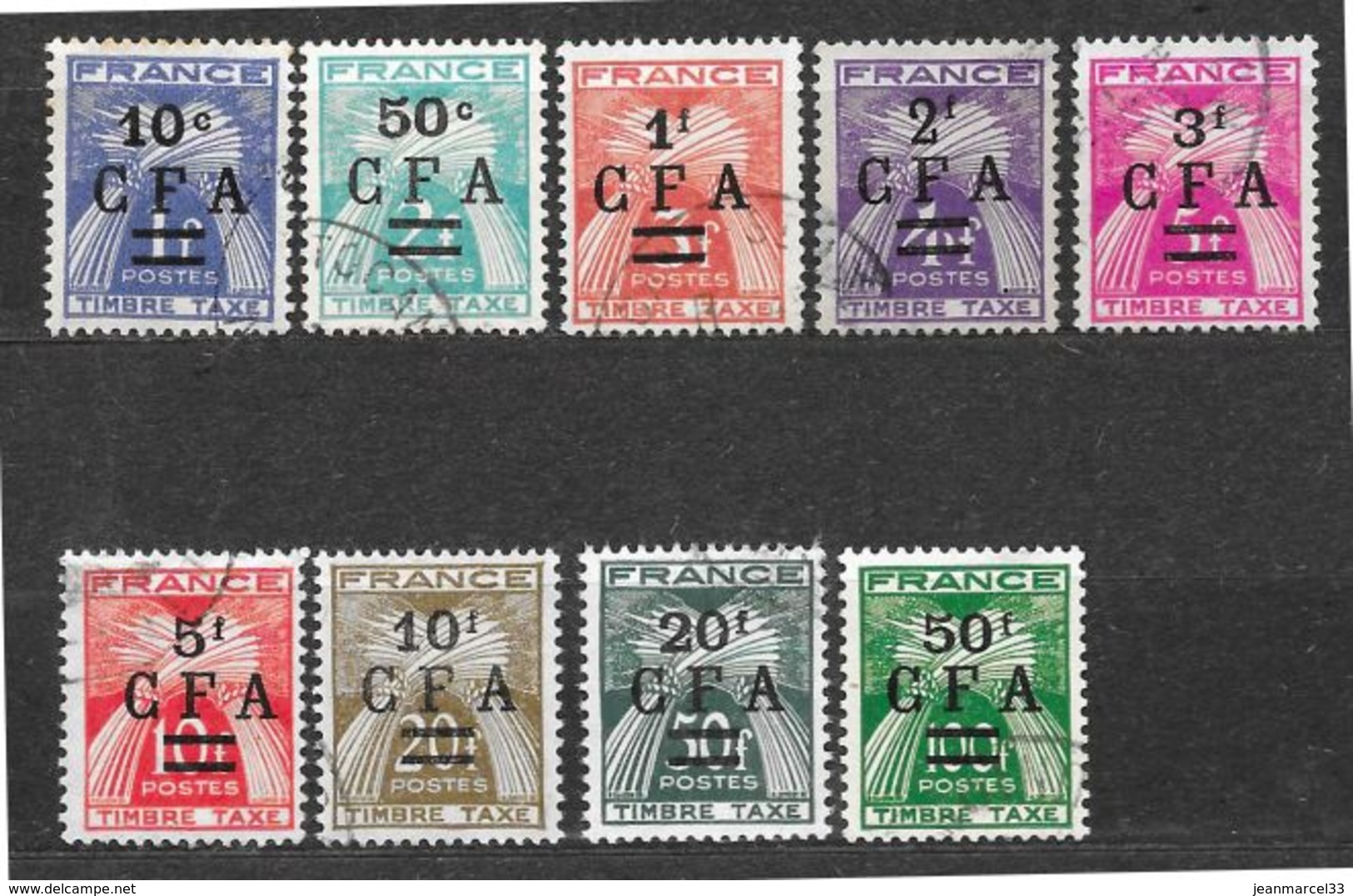 Réunion CFA  Série Taxe N° 36 à 44  9 Timbres Oblitérés - Postage Due