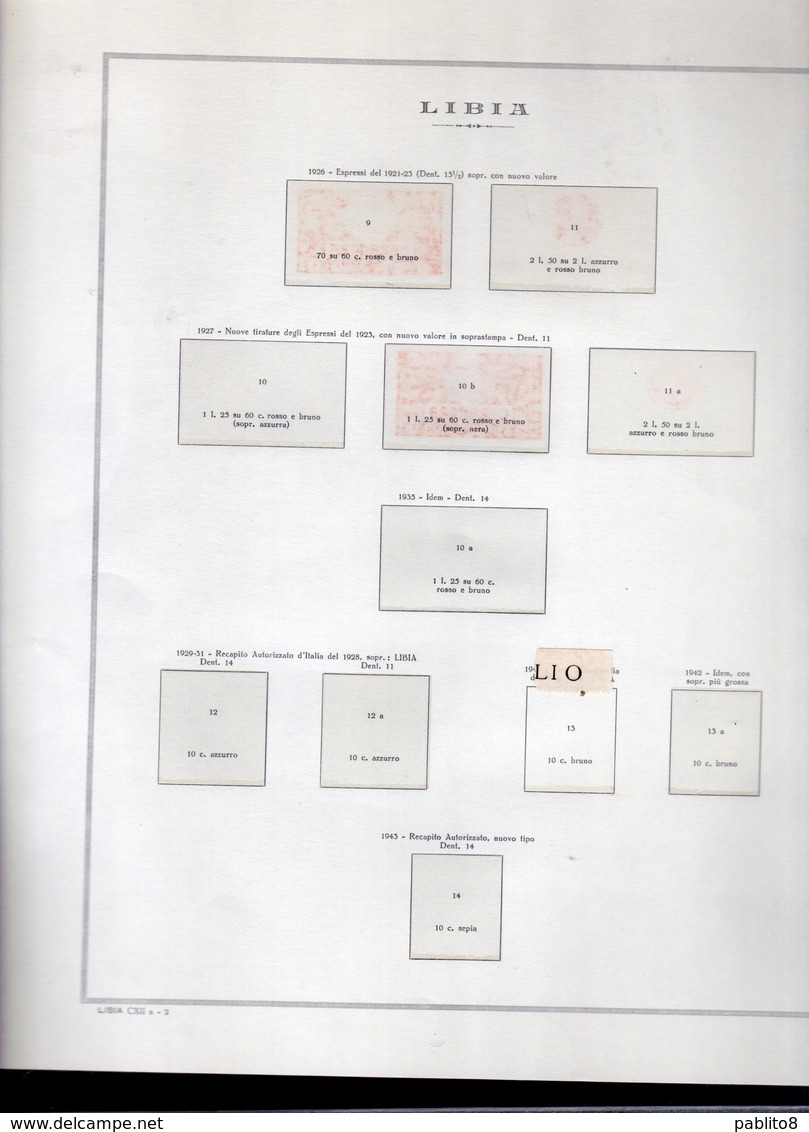 COLONIE ITALIANE LIBIA LIBYA FOGLI ALBUM MARINI FOGLI 2 ANELLI CON TASCHINE POSTA AEREA E SERVIZI OTTIME CONDIZIONI - Pre-printed Pages