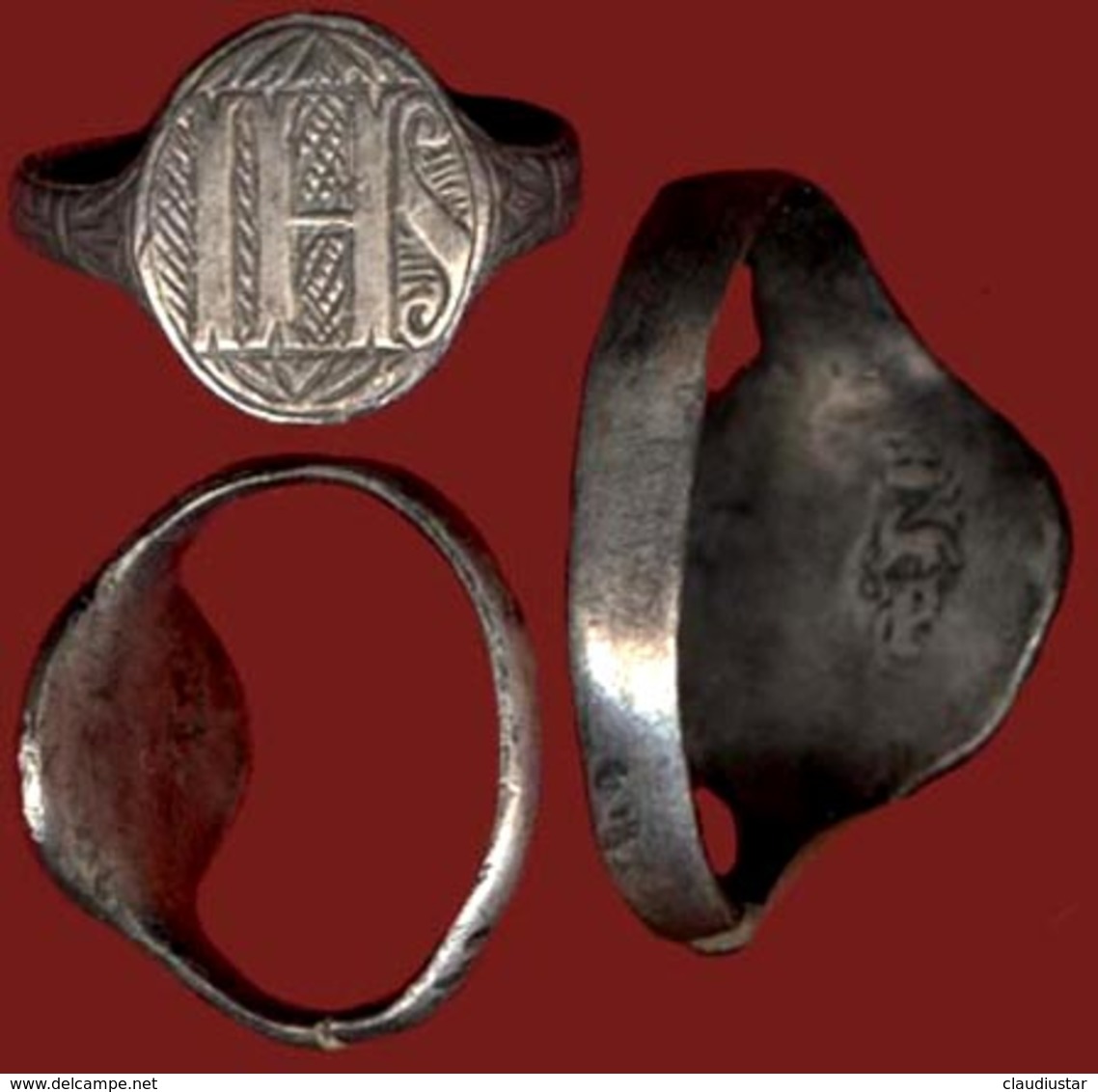 ** GROSSE  BAGUE  I H S  ARGENT ** - Religion & Esotérisme