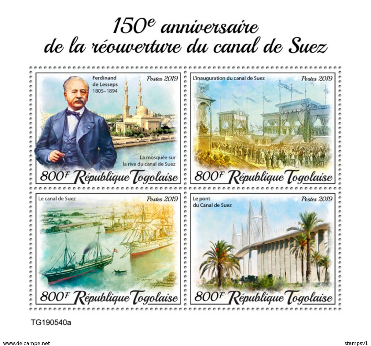 Togo. 2019 150th Anniversary Of The Opening Of Suez Canal. Mosque. (0540a)  OFFICIAL ISSUE - Mosquées & Synagogues