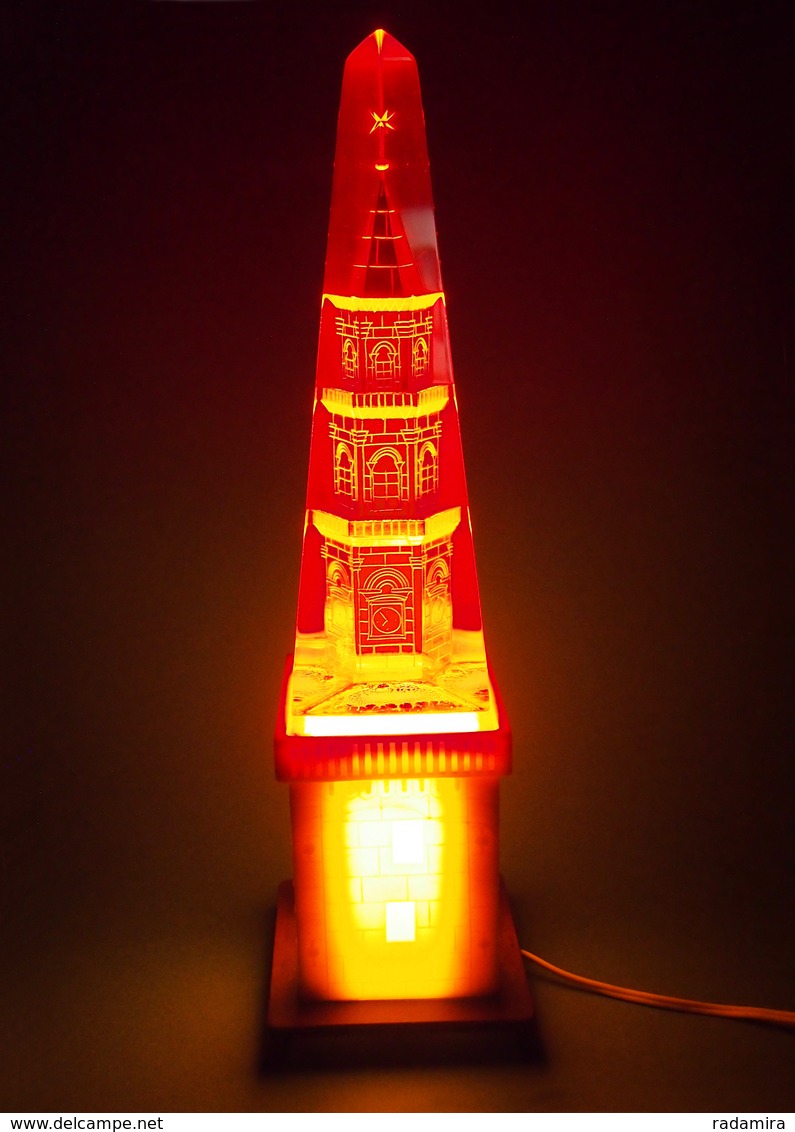 LAMP KREMLIN Spasskaya Tower - night light - 1960-70 USSR Soviet Union 33 cm - Rauchverzehrer veilleuse Lampe - WORKING