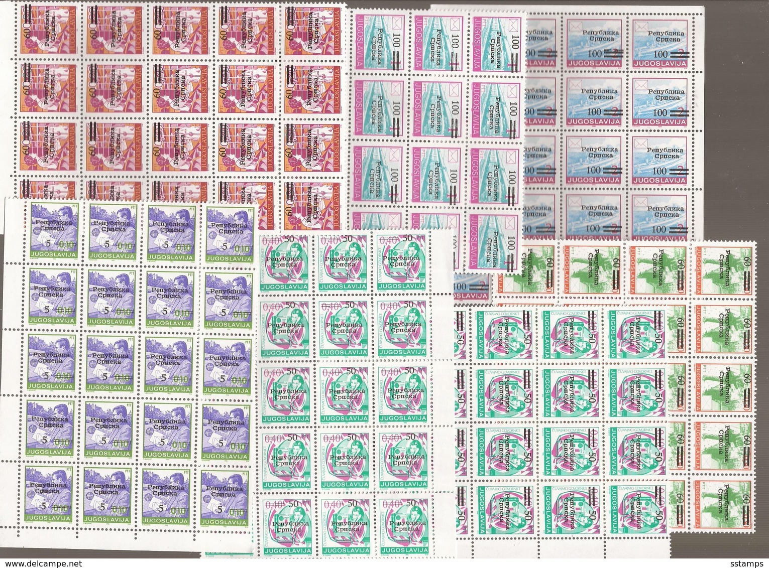 XXXV  1992  20 X !!! 1-3-11IIC  PLUS 3IIC-7IIC-9IC-11IIA OVERPRINT POSTA TELEPHON SCHIFE   BOSNIA REPUBLIKA SRPSKA   MNH - Bosnia And Herzegovina