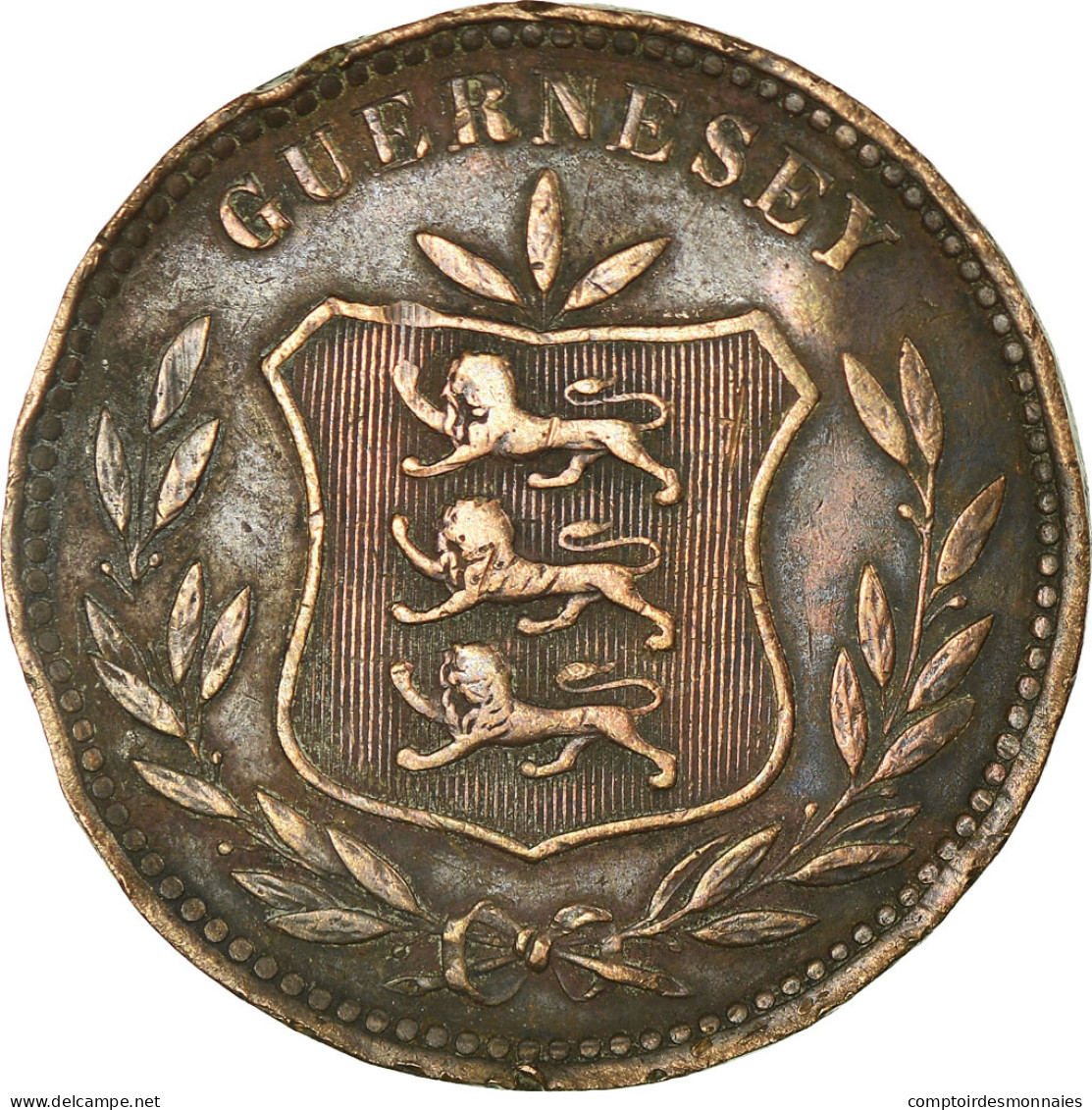 Monnaie, Guernsey, 8 Doubles, 1902, Heaton, Birmingham, TB, Bronze, KM:7 - Guernsey