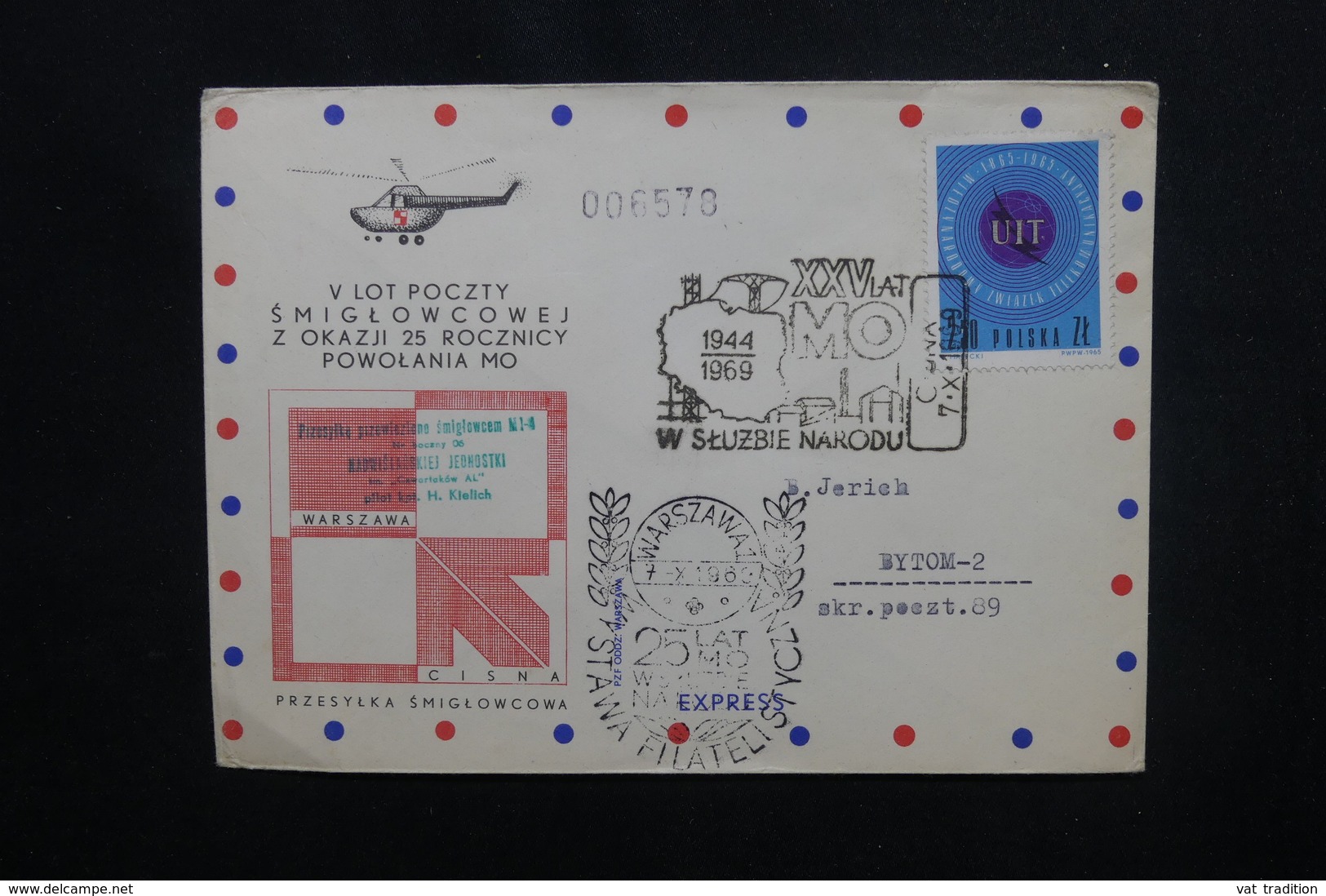 POLOGNE - Enveloppe Par Hélicoptère En 1969, Affranchissement Plaisant, à Voir - L 50669 - Brieven En Documenten