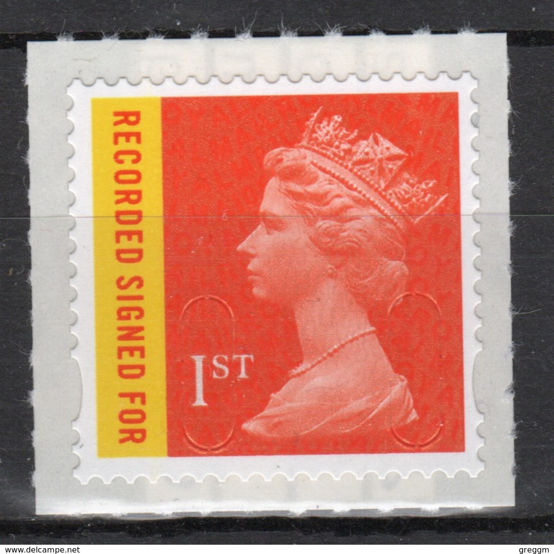 Great Britain 2009 Decimal Machin 1st Recorded Signed For With Date Code Self Adhesive Définitive Stamp. - Unused Stamps