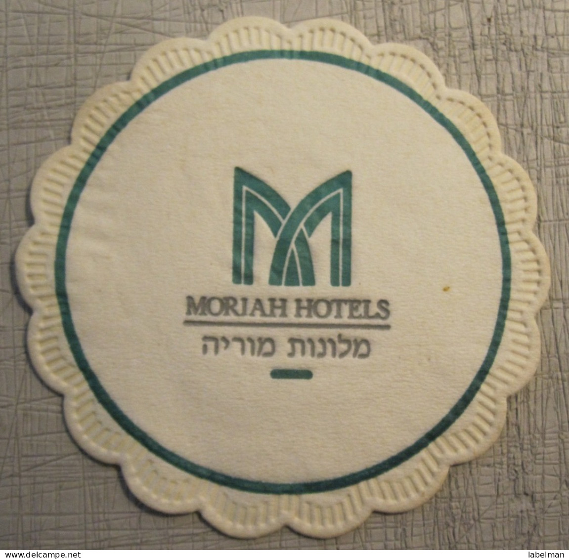 ISRAEL HOTEL MORIAH JERUSALEM DOLLEY MAT COASTER TOURISM ORIGINAL - Adesivi Di Alberghi