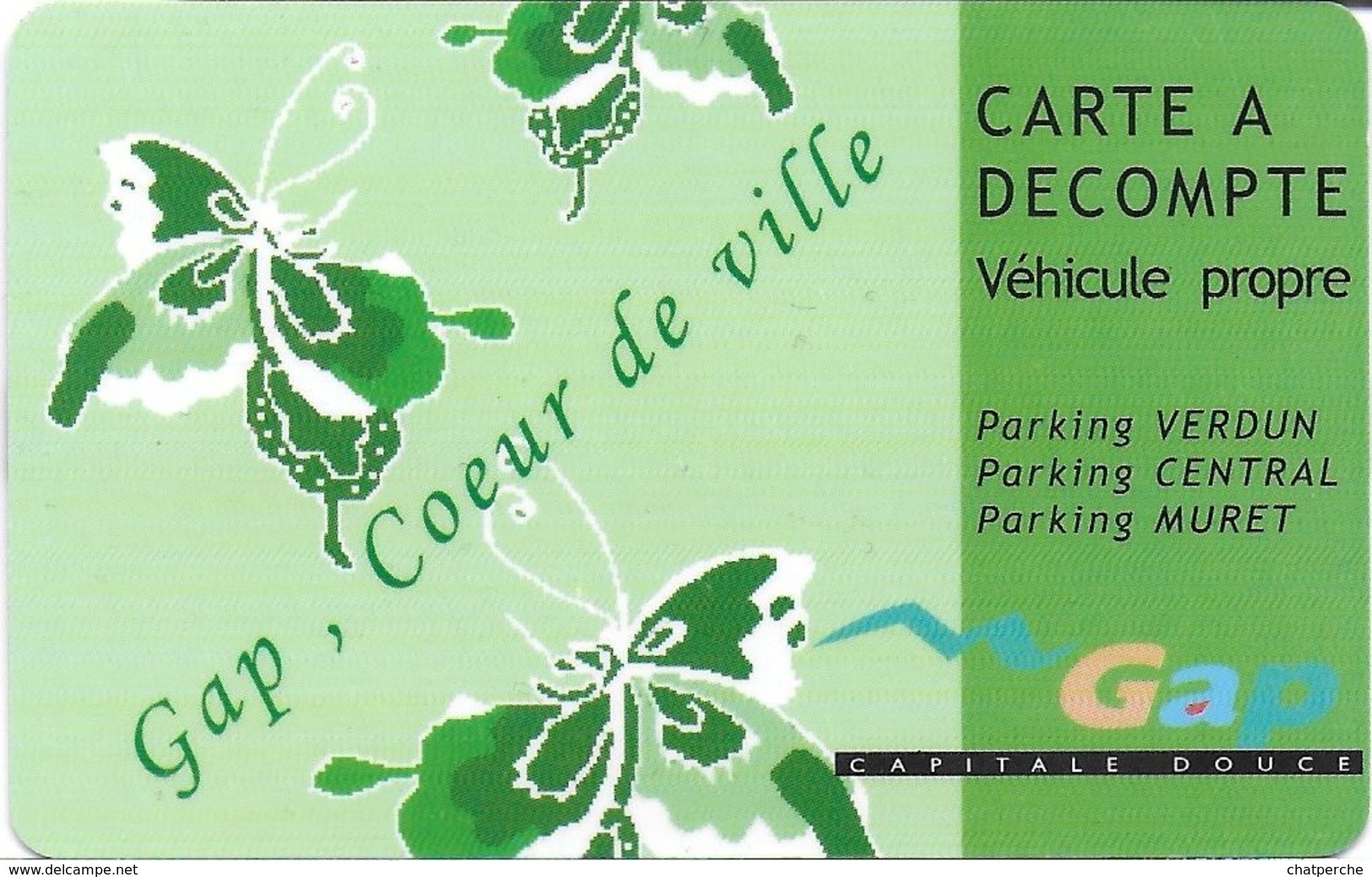 CARTE DE STATIONNEMENT BANDE MAGNÉTIQUE VILLE DE GAP  05 HAUTES-ALPES CŒUR DE VILLE - Scontrini Di Parcheggio