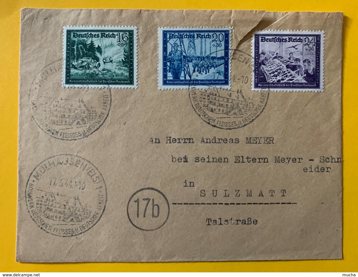 9848 -  Lettre Mülhausen 17.05.1944 Pour Sulzmatt - Lettres & Documents