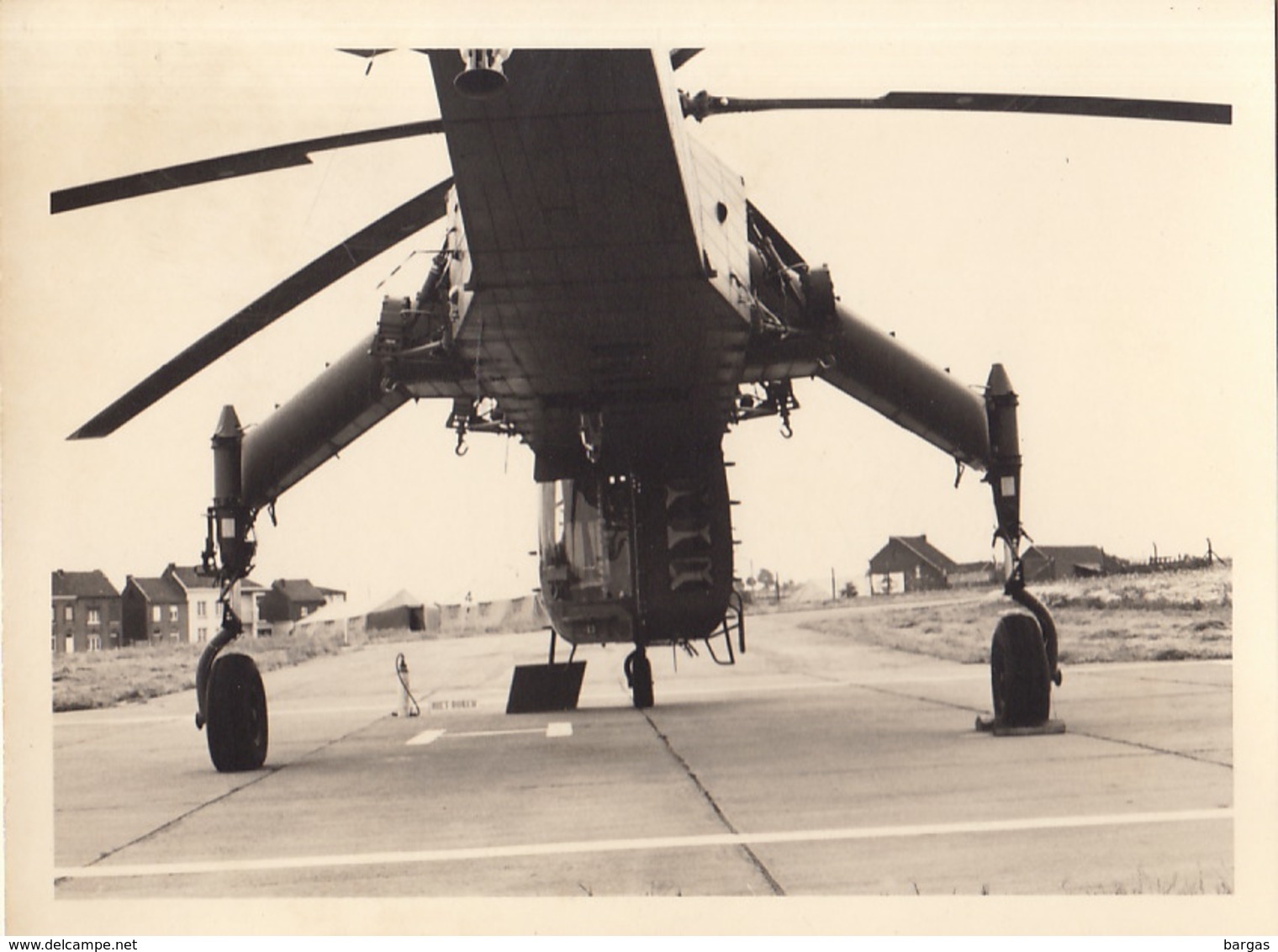 Photo Originale Aviation Helicoptere Sikorsky CH-54A Bierset 1969 - Aviation