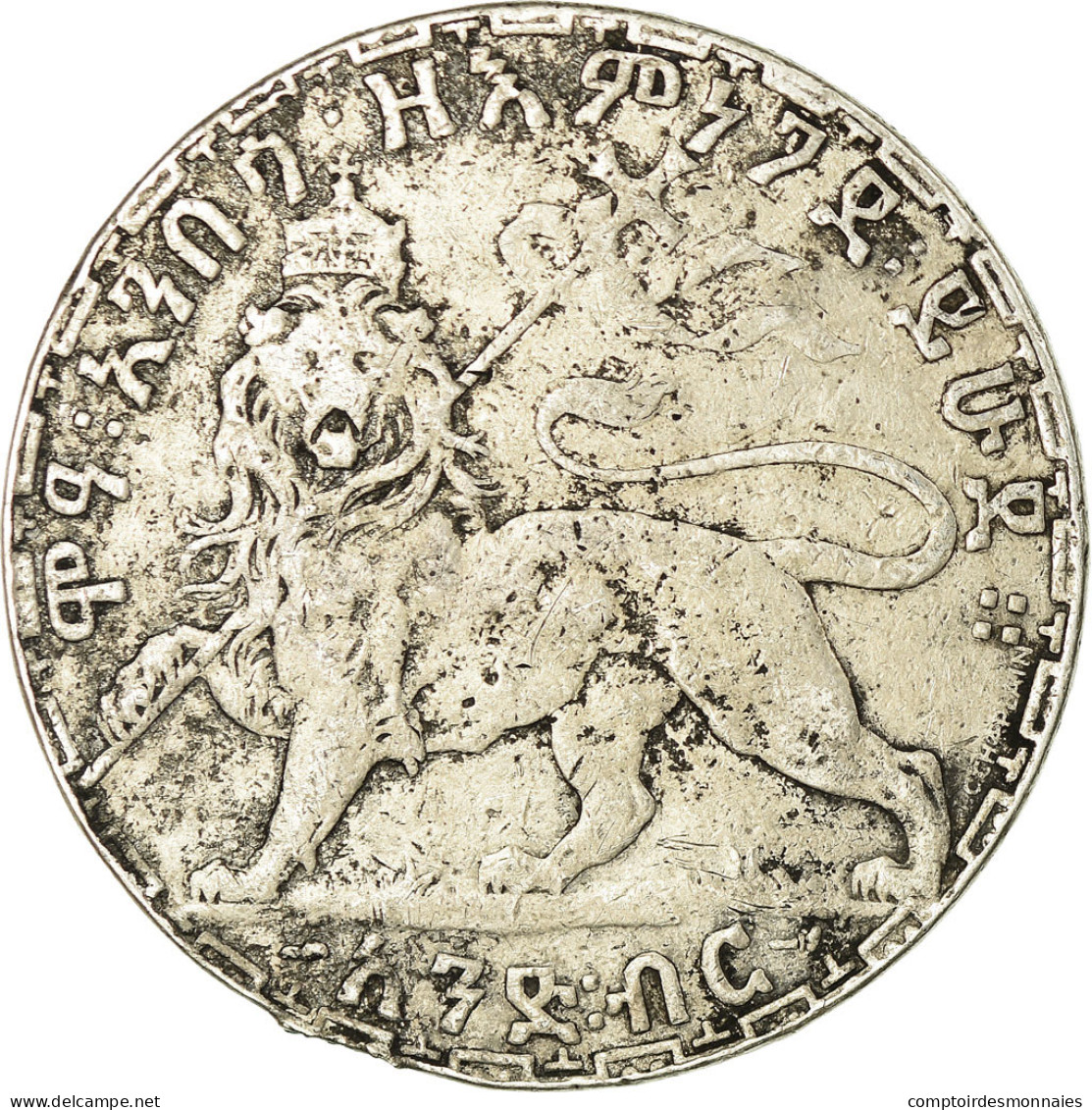 Monnaie, Éthiopie, Menelik II, Birr, 1892, B+, Argent, KM:19 - Ethiopie