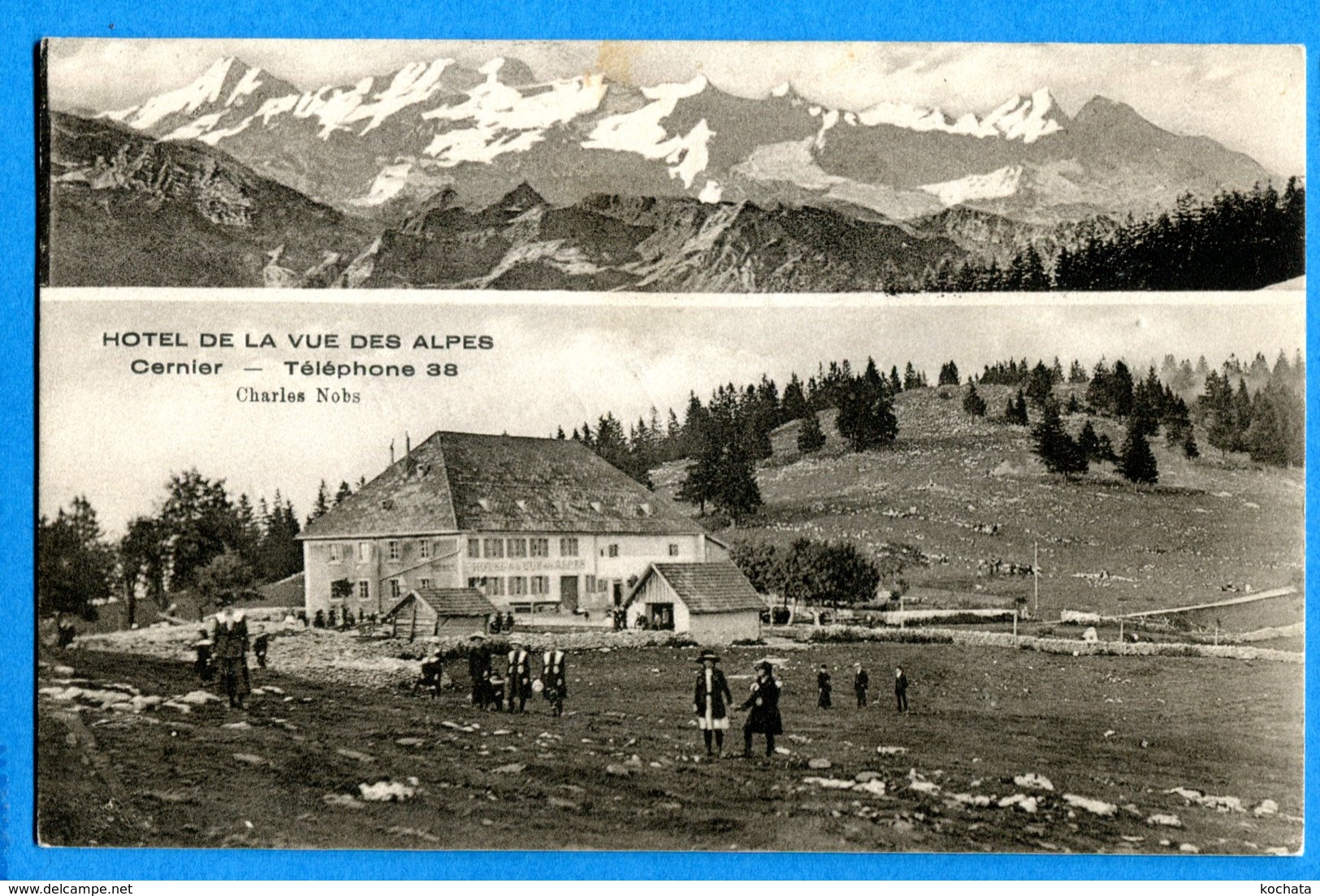 OLI119, Hôtel De La Vue Des Alpes, Cernier, Animée, édit. Numa Perrenoud, Circulée 1925 - Cernier