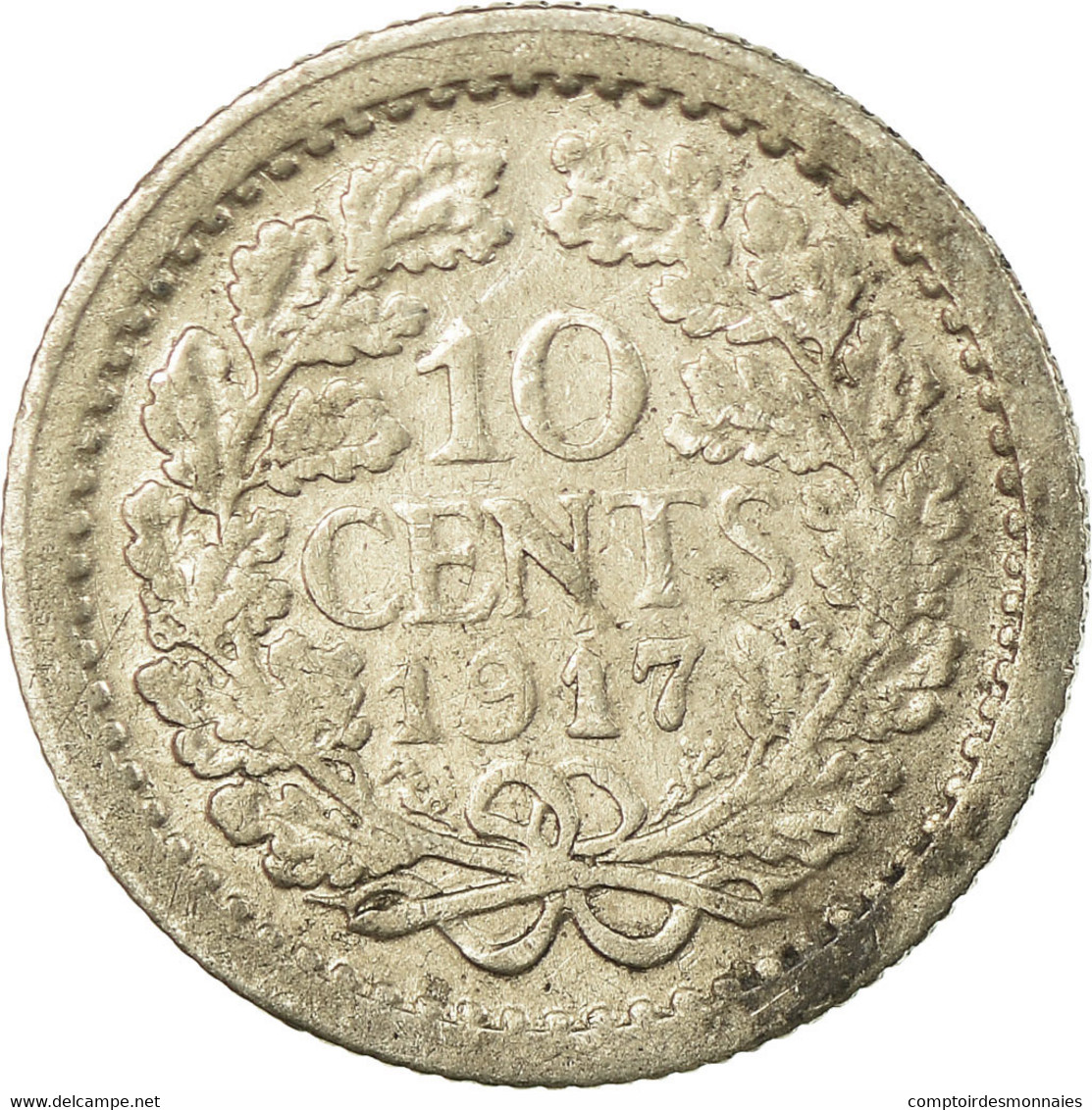 Monnaie, Pays-Bas, Wilhelmina I, 10 Cents, 1917, TB+, Argent, KM:145 - 10 Centavos