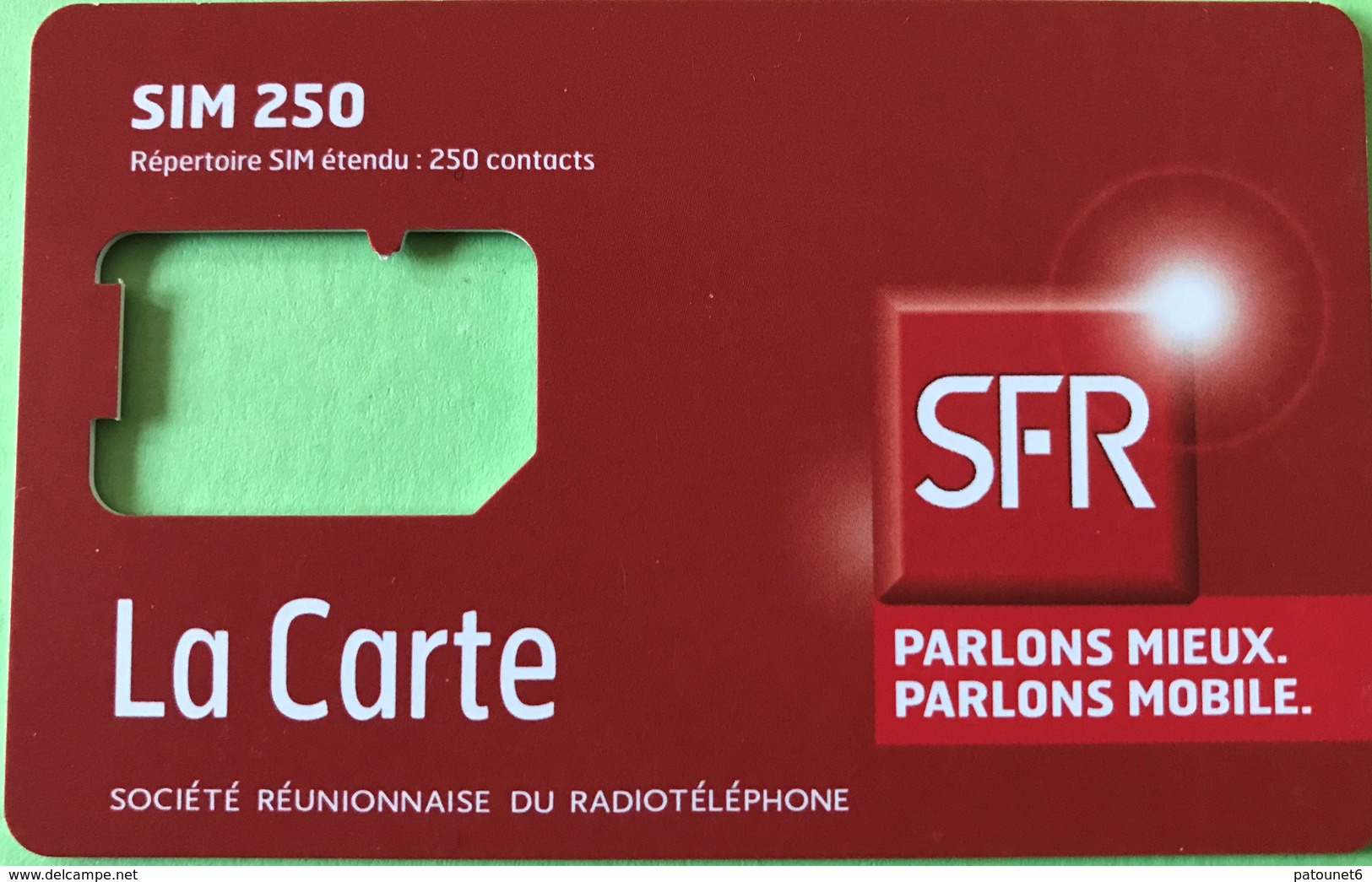 REUNION  -  Carte SIM 250 - La Carte  -  Coque Sans Puce - Réunion